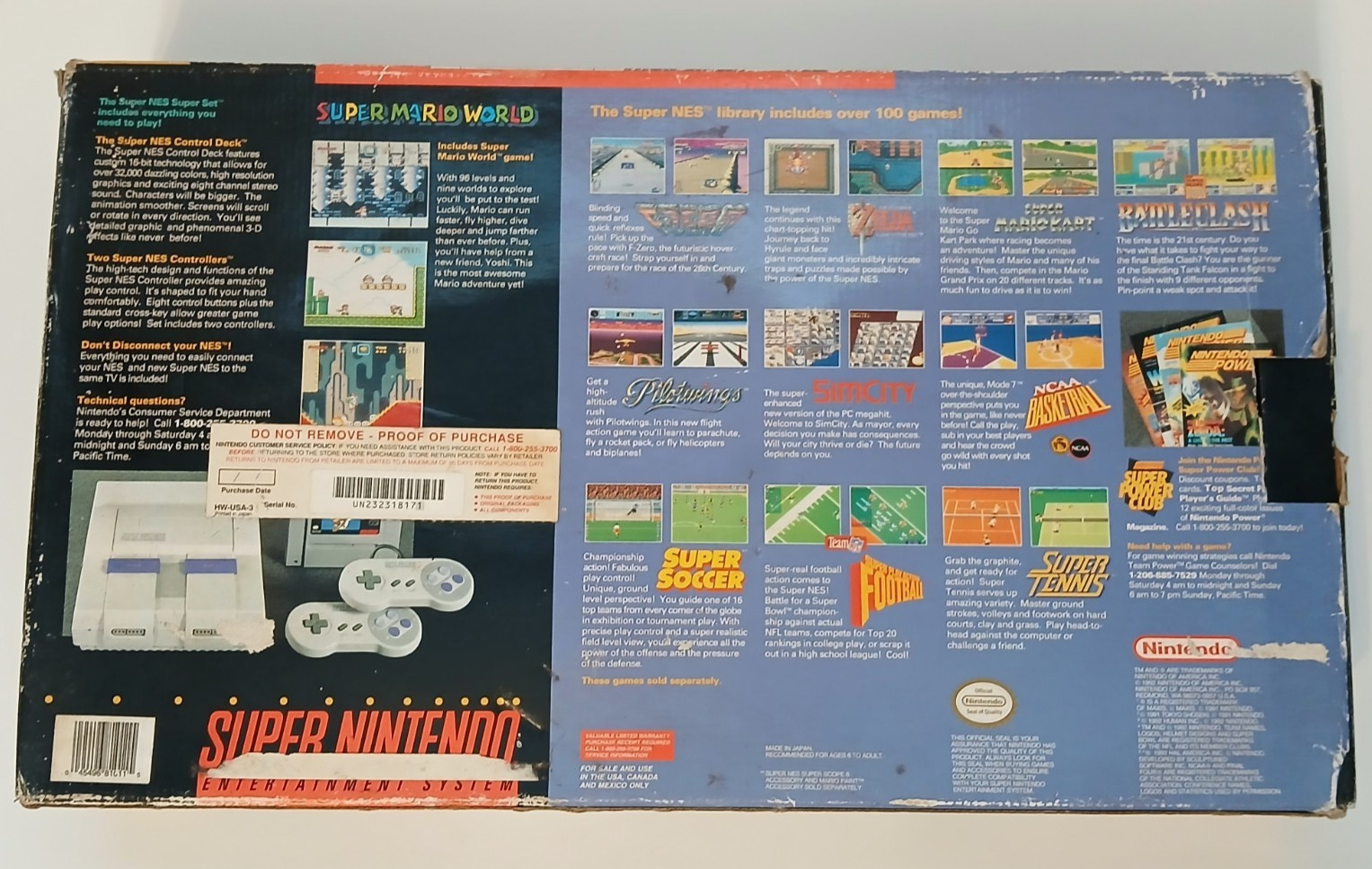Super Nintendo Super Set – Box Only w/Foam Insert! Mario Kart Sticker Variation