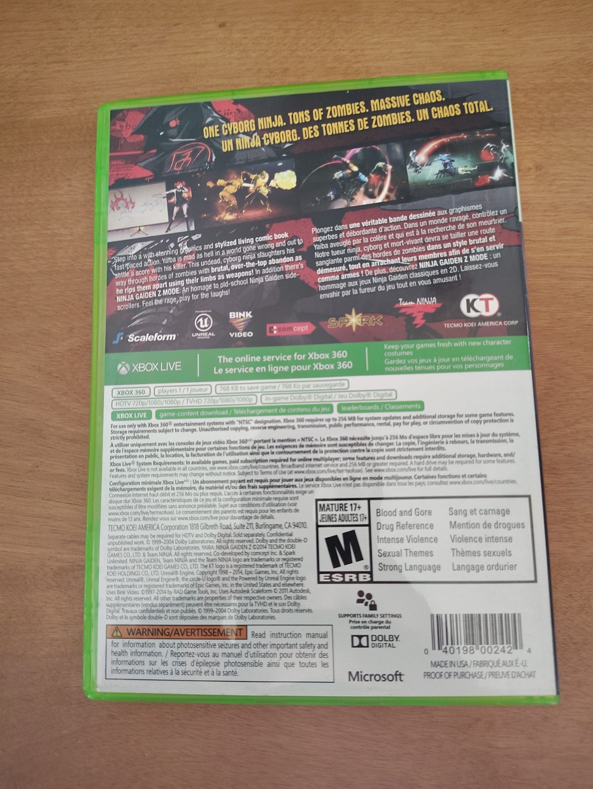 Yaiba: Ninja Gaiden Z Complete in Box with Comic and Manual Xbox 360 Soundtrack