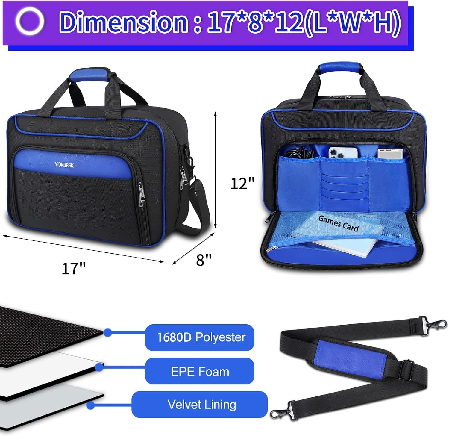 YOREPEK Travel Case for PS5 Console Carrying Bag for PlayStation 5 Accessories