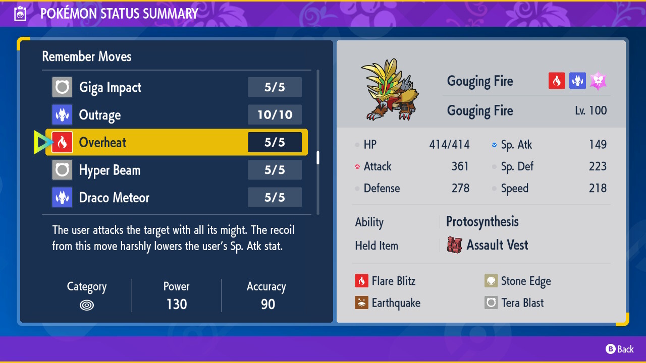 Pokemon Violet Scarlet Gouging Fire batte ready trained best stats Home🌟