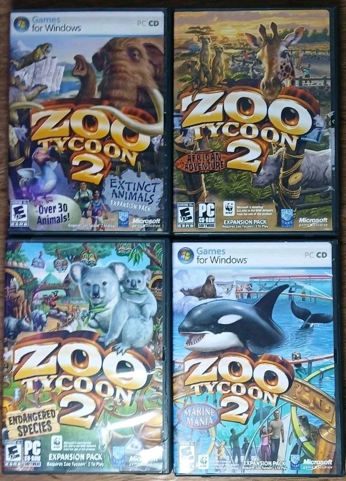 4 – PC Games – Zoo Tycoon 2 – Endangered Species – Marine Mania -Extinct Animals