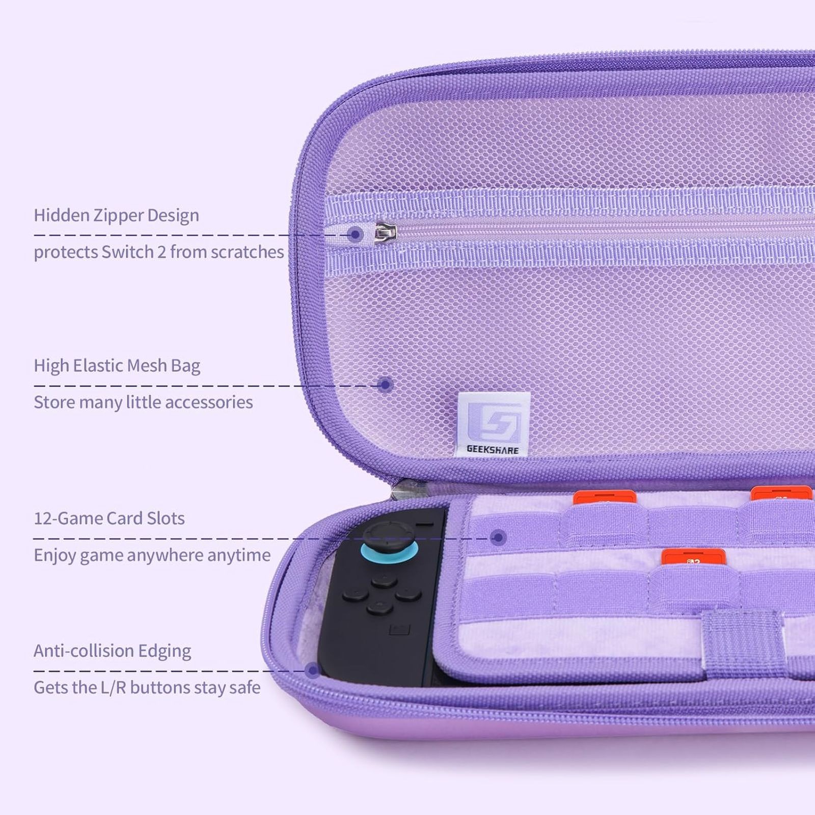 GeekShare Carrying Case for Nintendo Switch 2(2025) Storage Bag Hard Shell PU