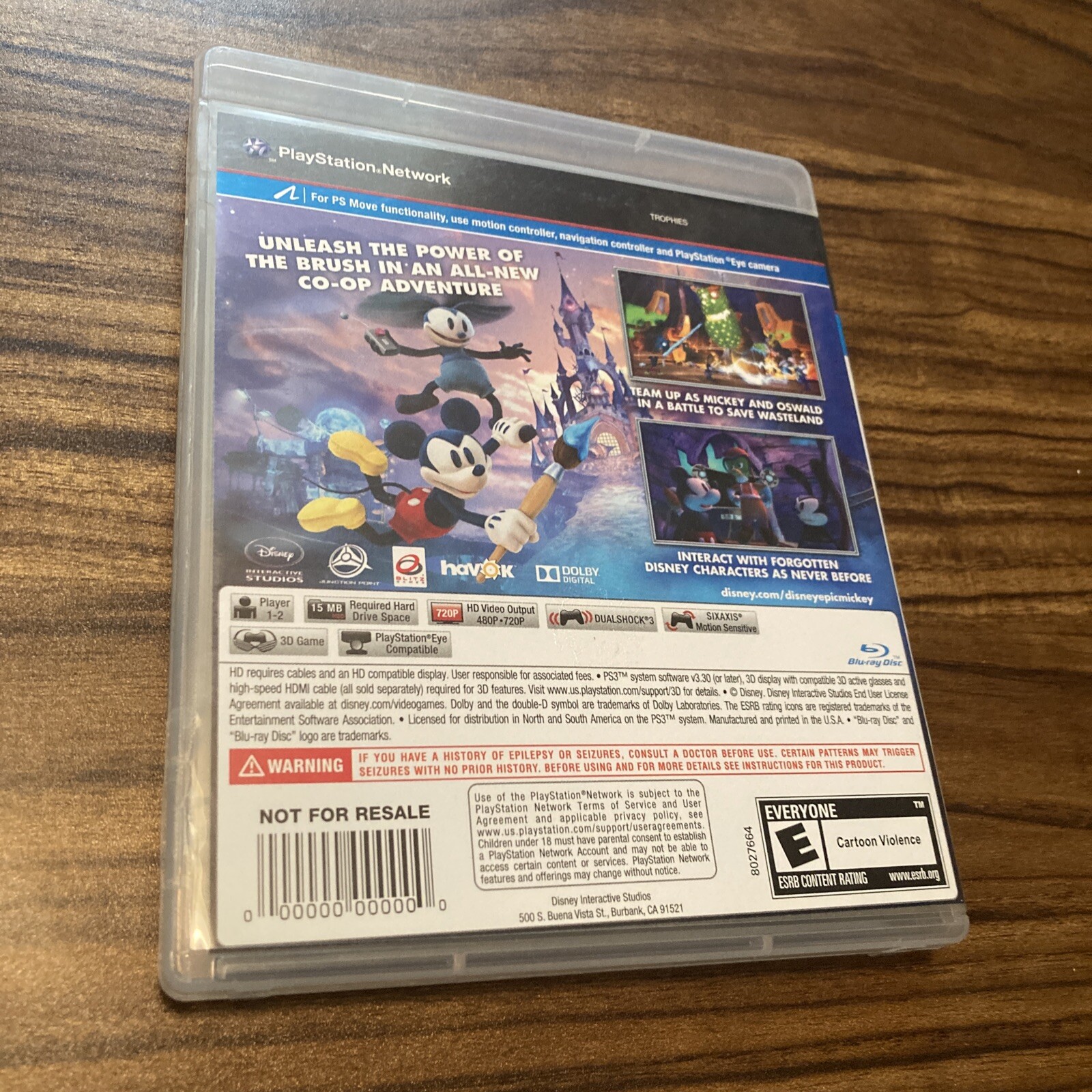 PS3 DISNEY EPIC MICKEY 2 THE POWER OF TWO Not For Resale Edition