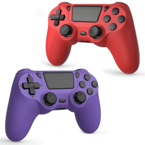Wuthur 2 Pack Wireless Controller Compatible with PS4/Pro/Slim() Purple & Red