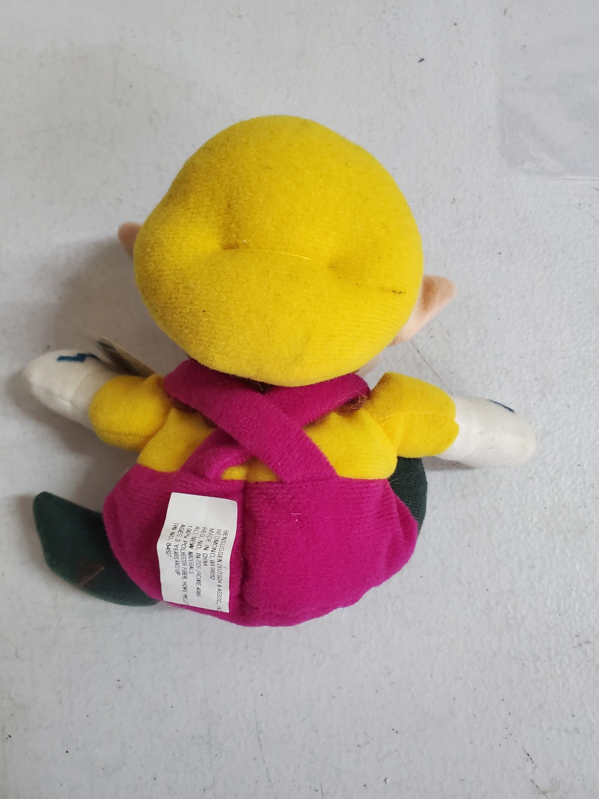 Vintage 1997 Wario Bean Bag Plush Doll 6″ BD&A, Super Mario Bros, Nintendo 64