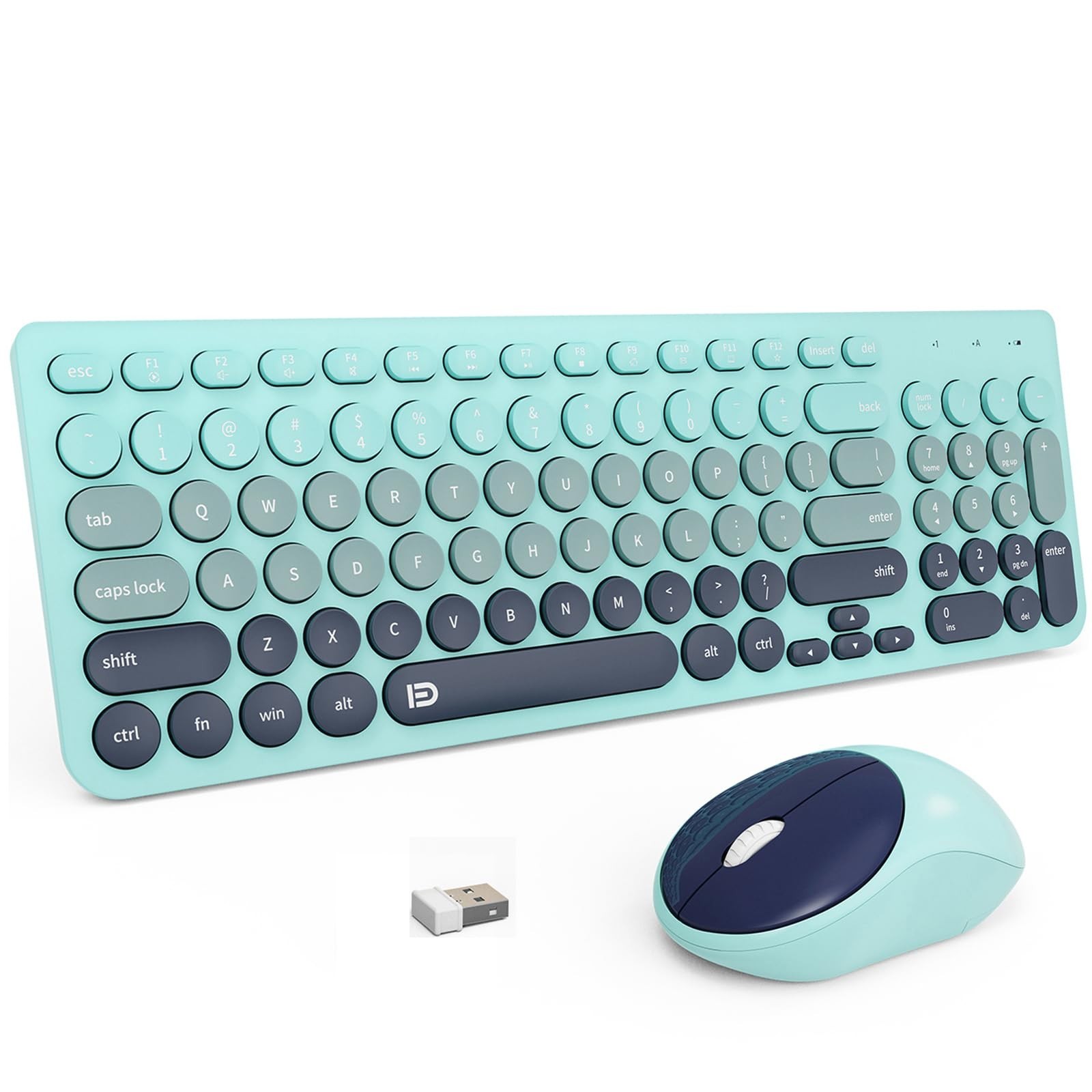 FD Wireless Keyboards and Mouse Combo – 2.4GHz USB Cordless, Cute Wireless Ke…