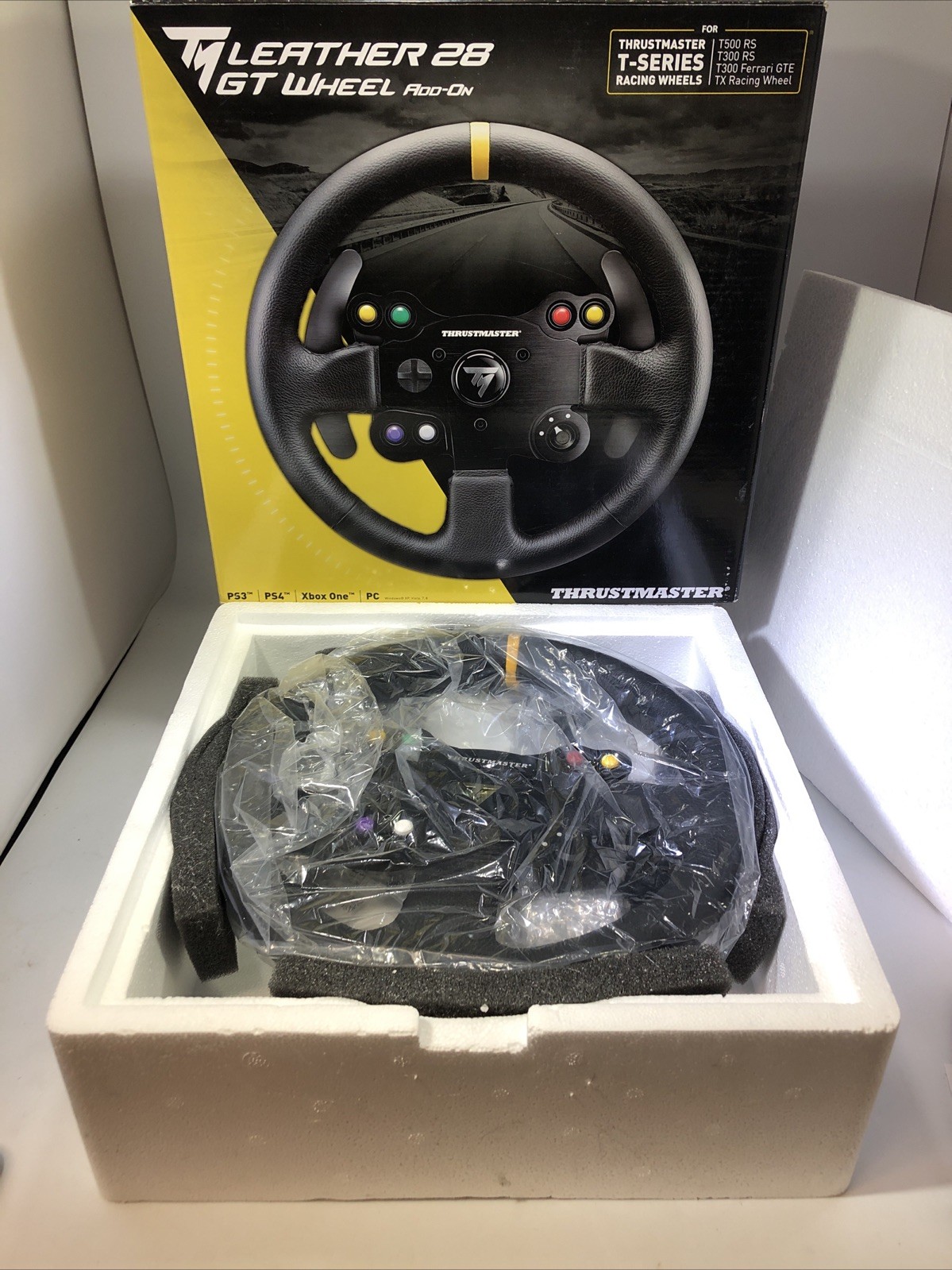 Thrustmaster TM Leather 28 GT Wheel Add-On Open Box Complete W/Box