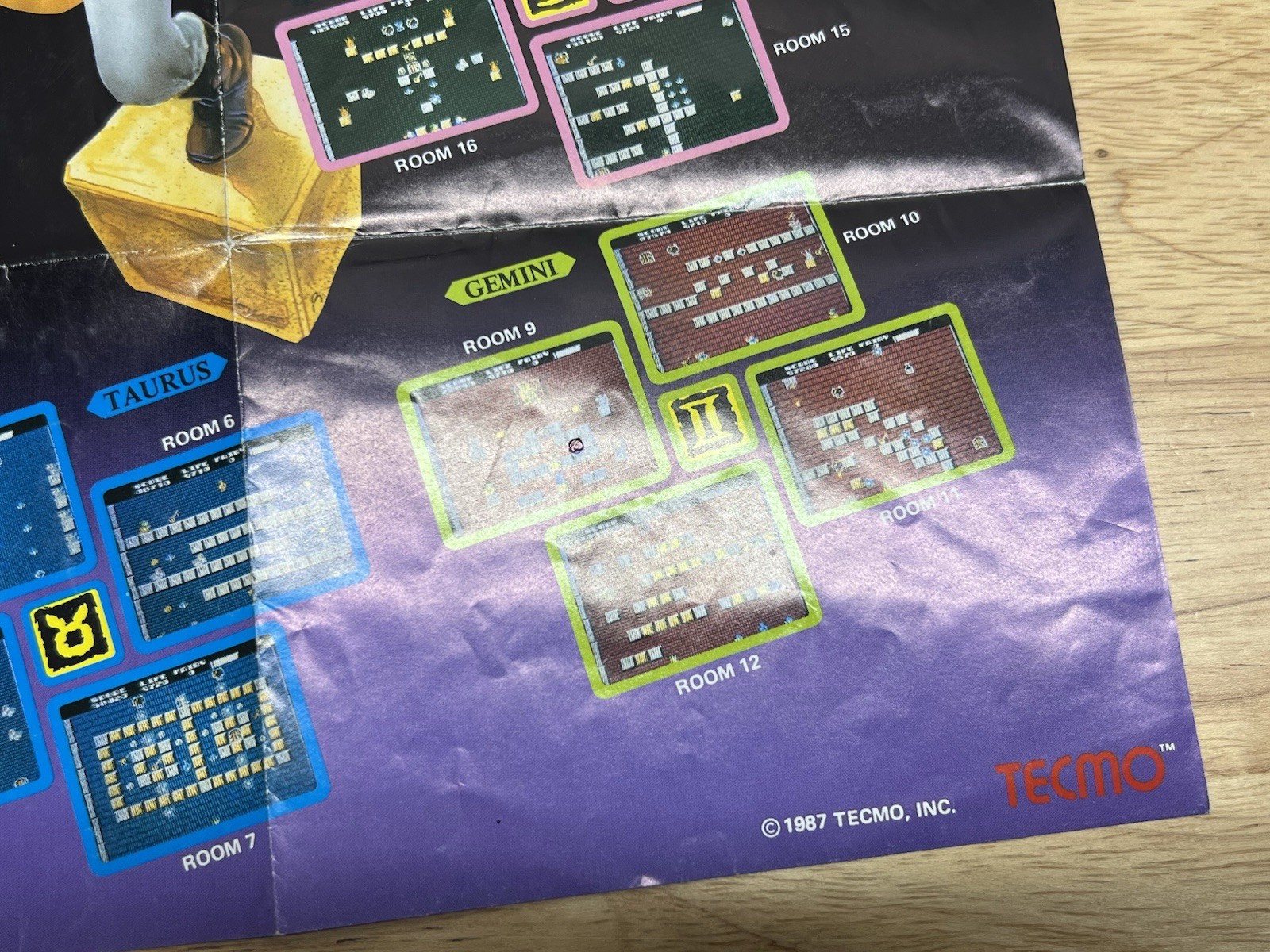 Tecmo Solomon’s Key NES Photo Map Poster Nintendo 1987 Fold Out Insert