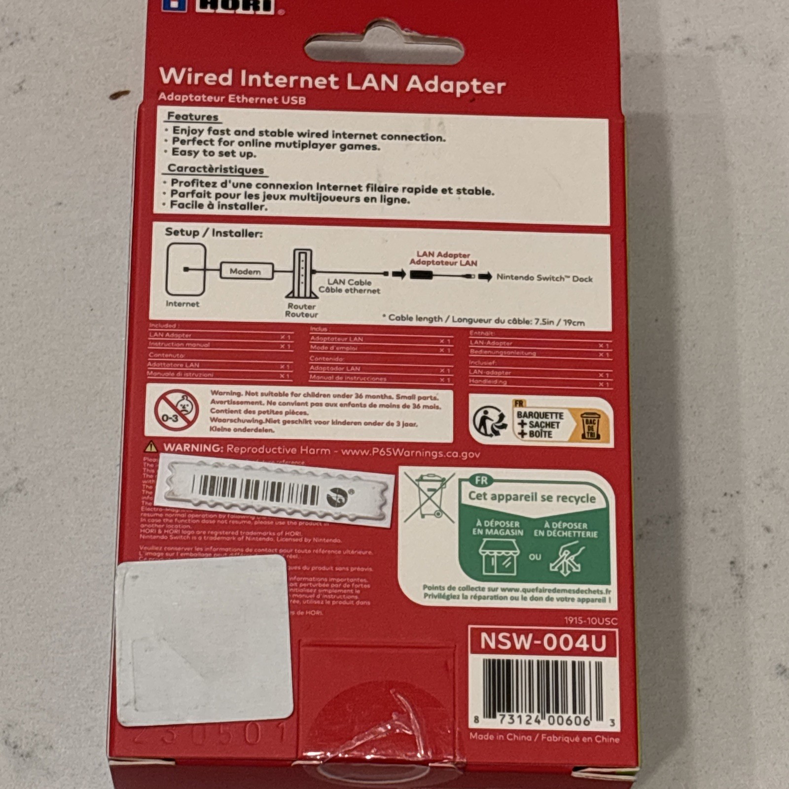 HORI Wired Internet LAN Adapter for Nintendo Switch – Licensed by Nintendo NIB!