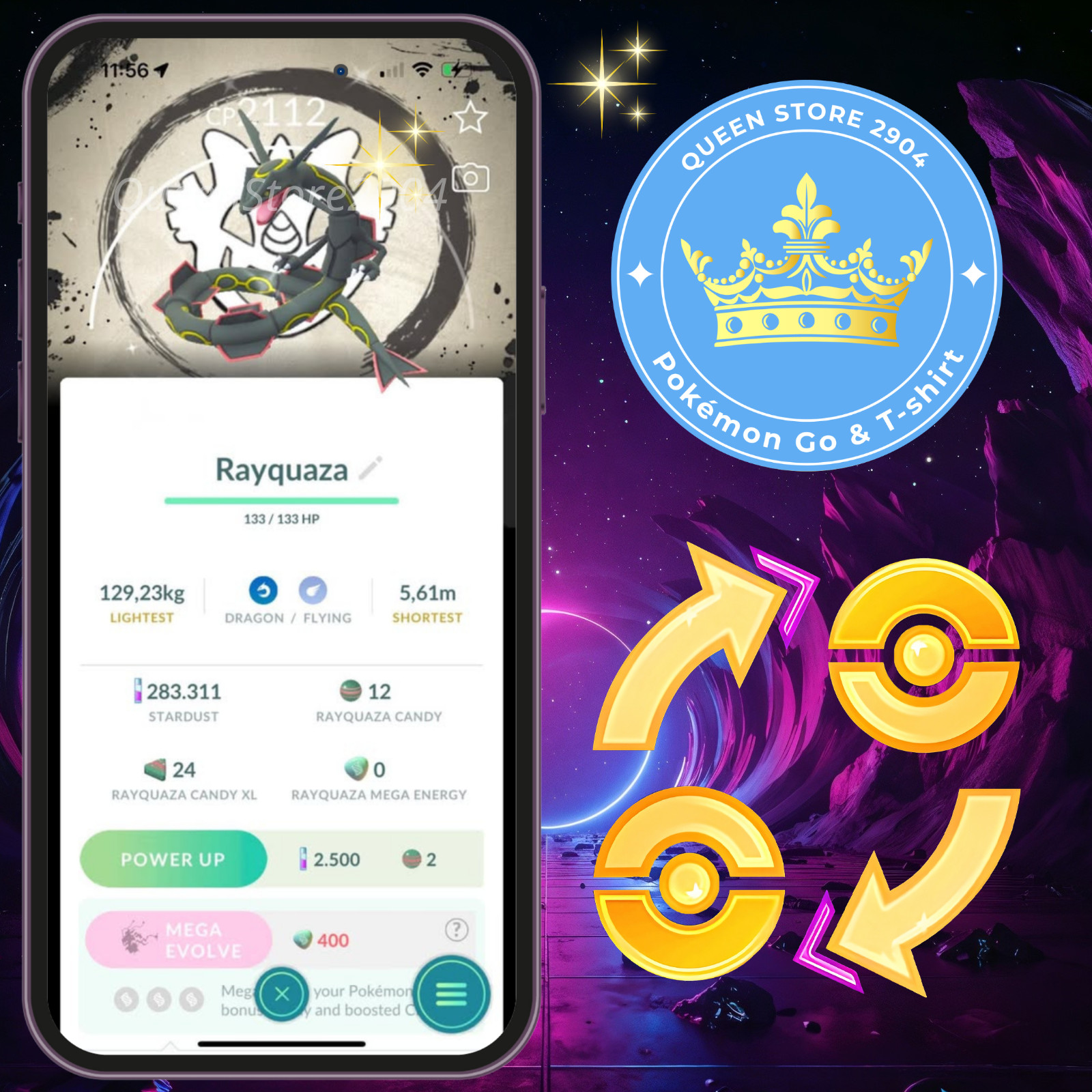 Pokémon—GO—Shiny Rayquaza—Special Background—GO Fest 2026—P.T.C—TRADE—Digital♻️