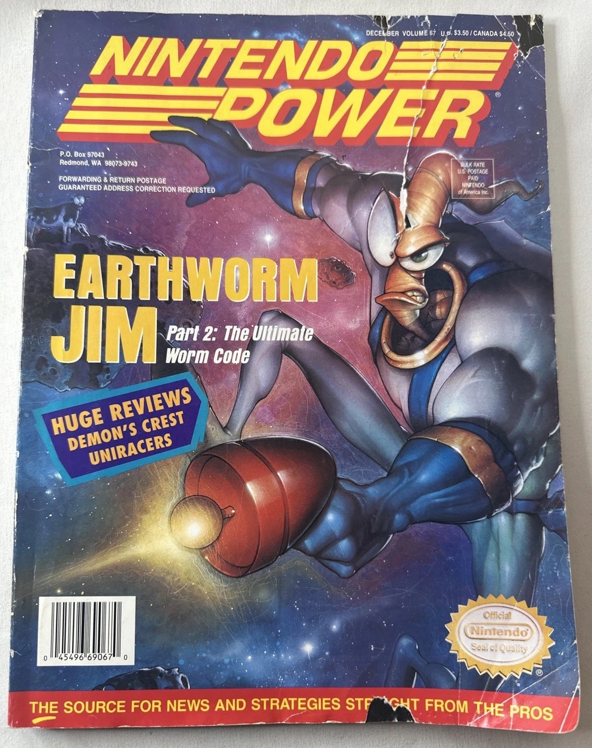 Nintendo Power Magazine 67 1994 Earthworm Jim w/ Poster + Cards + Inserts