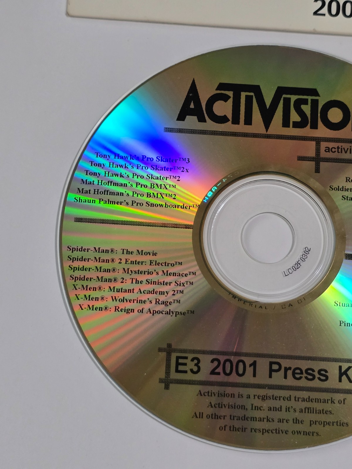 ACTIVISION E3 VIDEO GAME PROMO CD 2001 DIGITAL PRESS KIT THPS TONY HAWK ROM