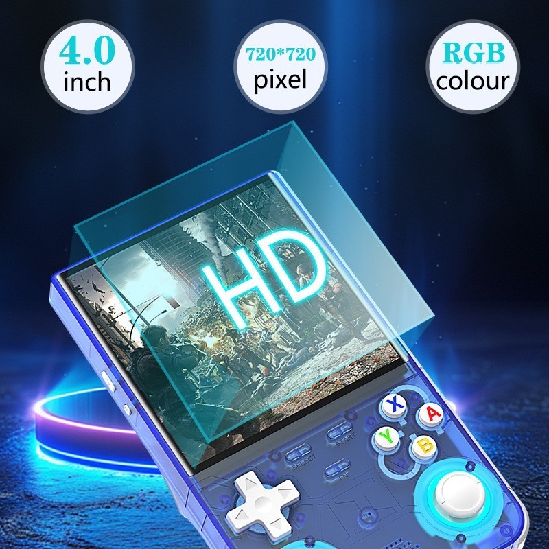Black R36 Retro Handheld Game Console 4 Inch IPS Screen 20000+ Video Games 128GB