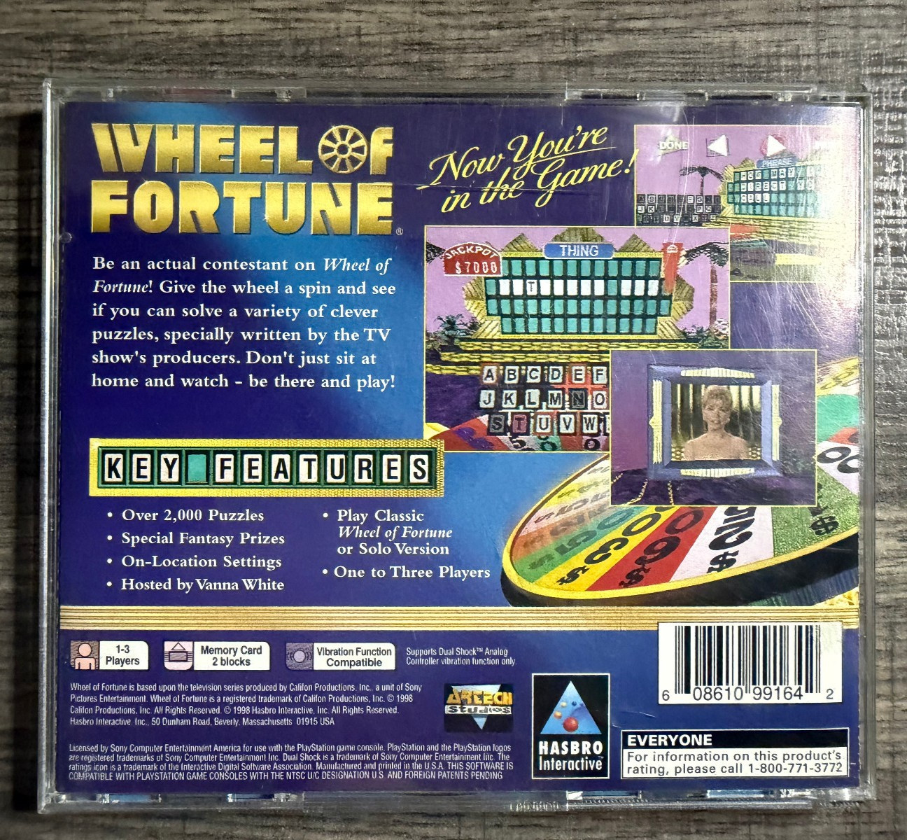 Wheel of Fortune – Sony PS1 – Hasbro Interactive – Acceptable Condition