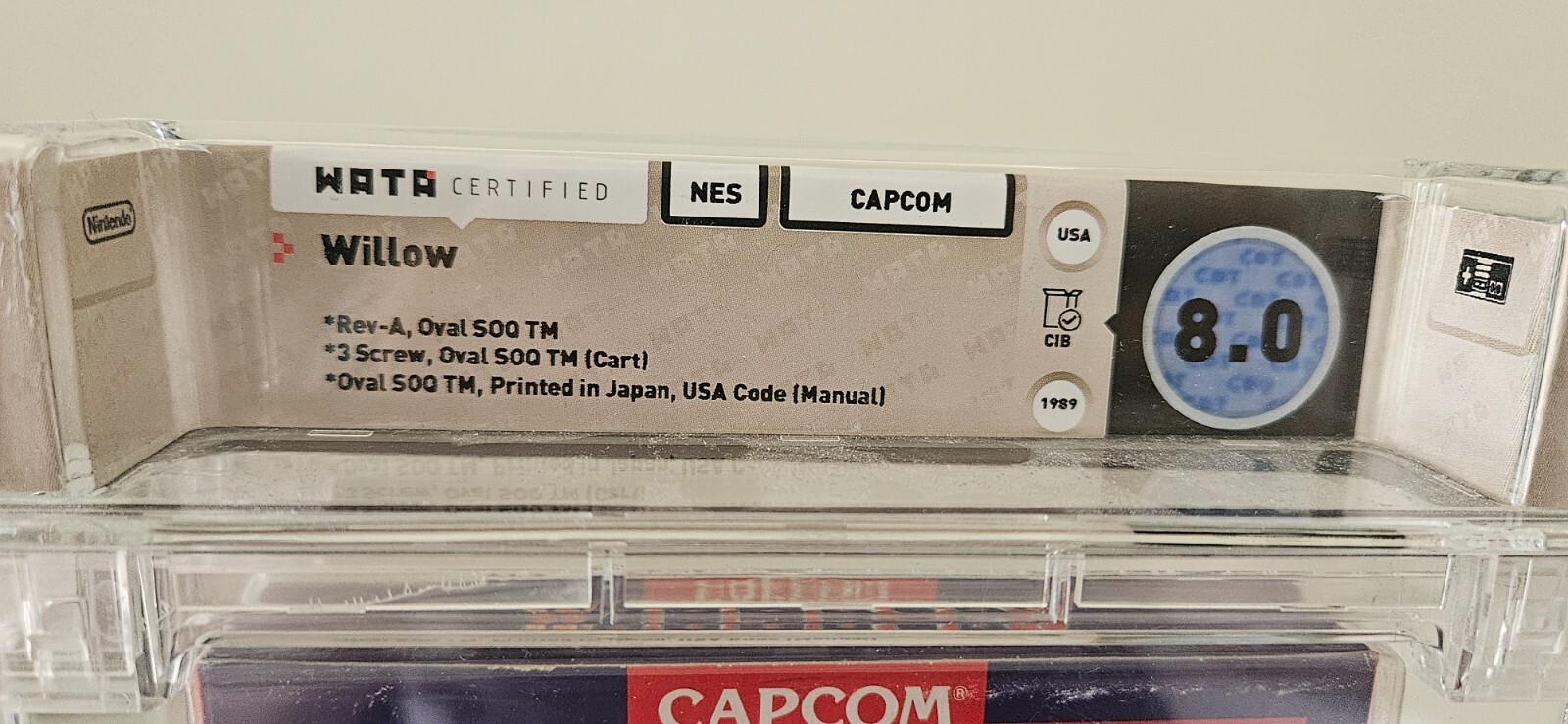 Willow WATA graded 8.0 CIB Nintendo Entertainment System 1989 Case is crack free