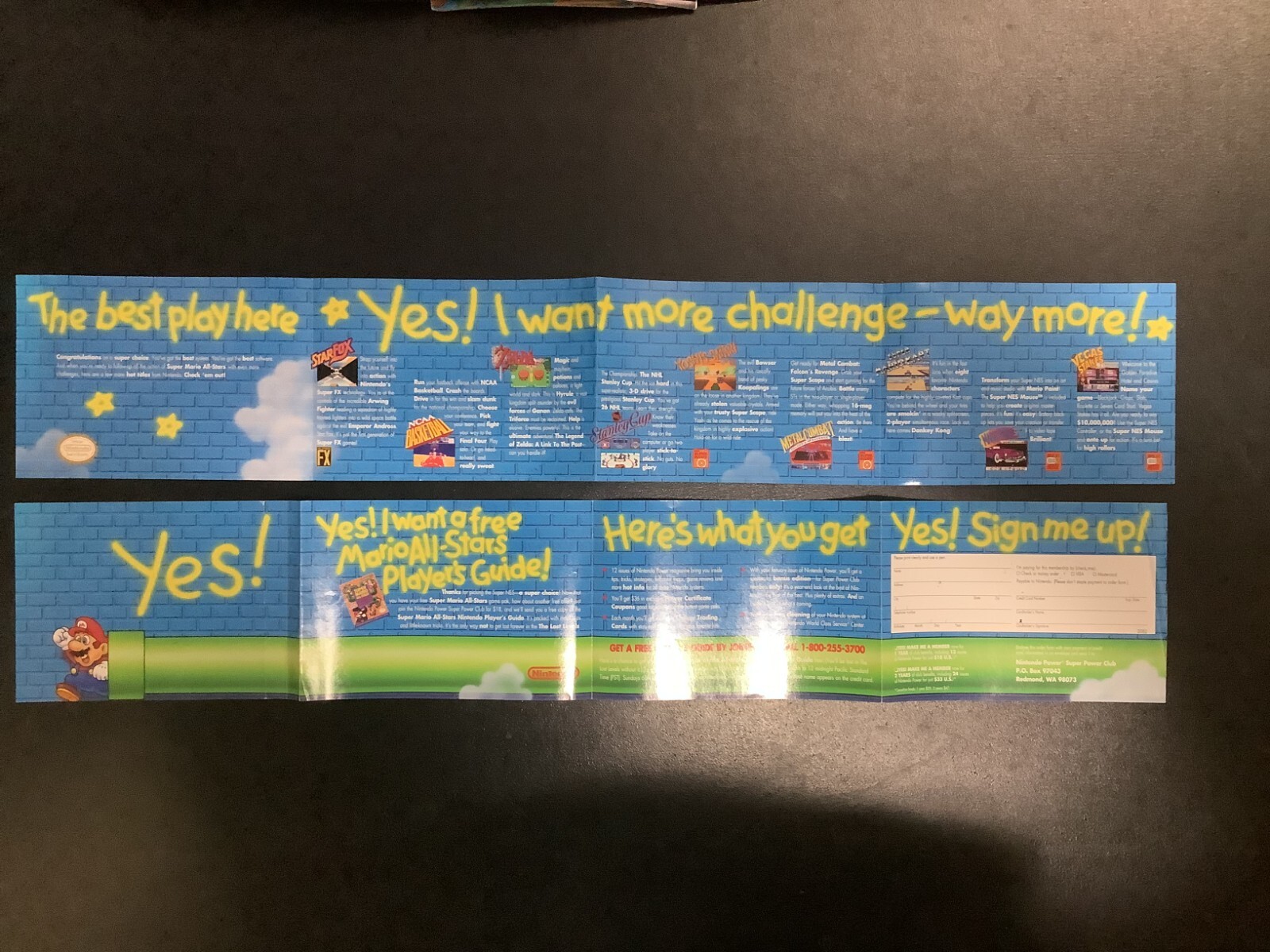 Yes! Mario All-Stars Player’s Guide Offer SNES Super Nintendo Insert Only