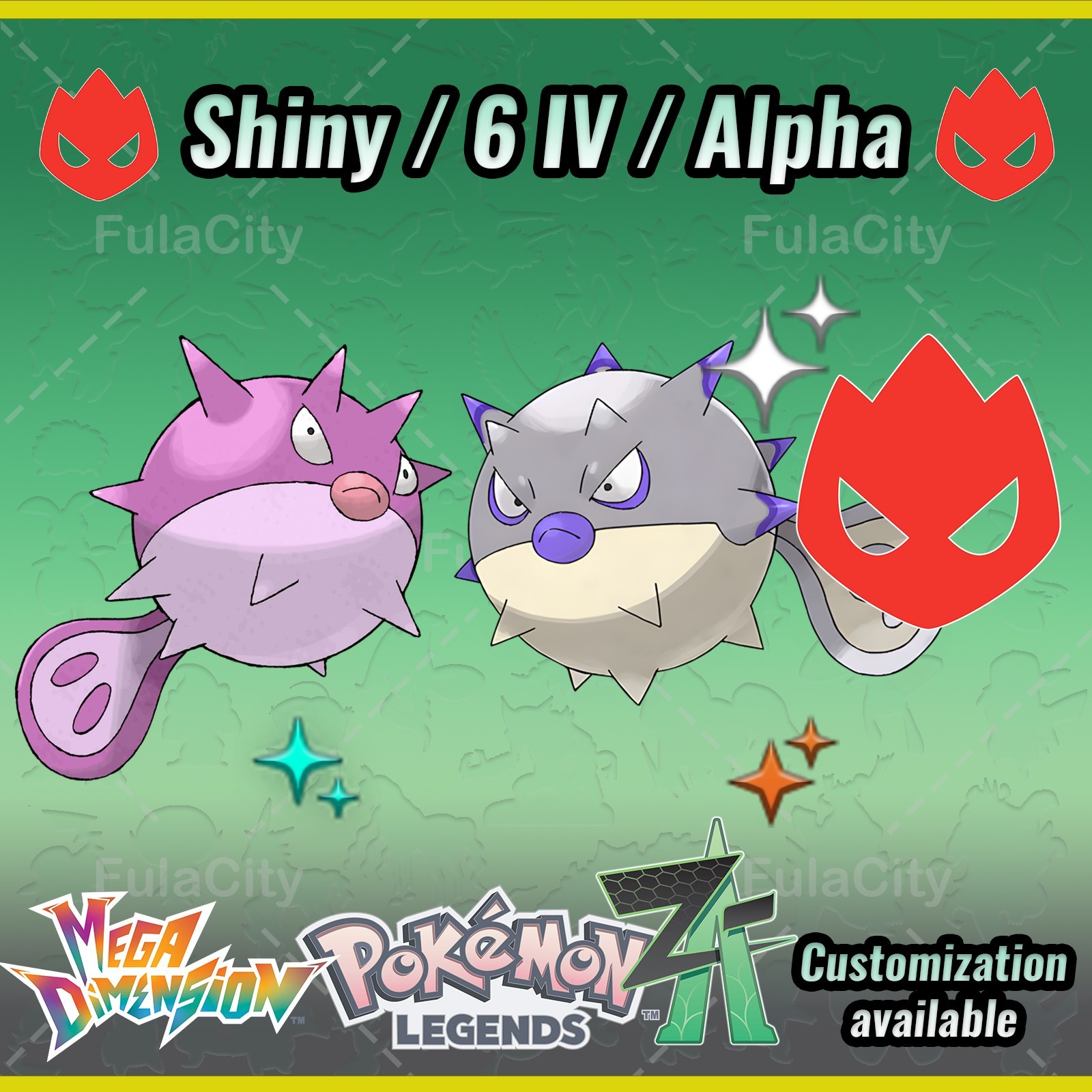 Qwilfish ❗❗❗ Alpha Shiny ❗❗❗ Pokemon Legends ZA ⚫ 6 IV 🟢 @ Any item