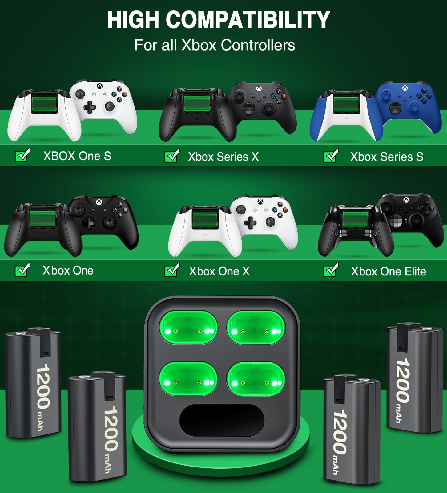 For Xbox One Series S X Controller Rechargeable Battery Pack + Charging Dock