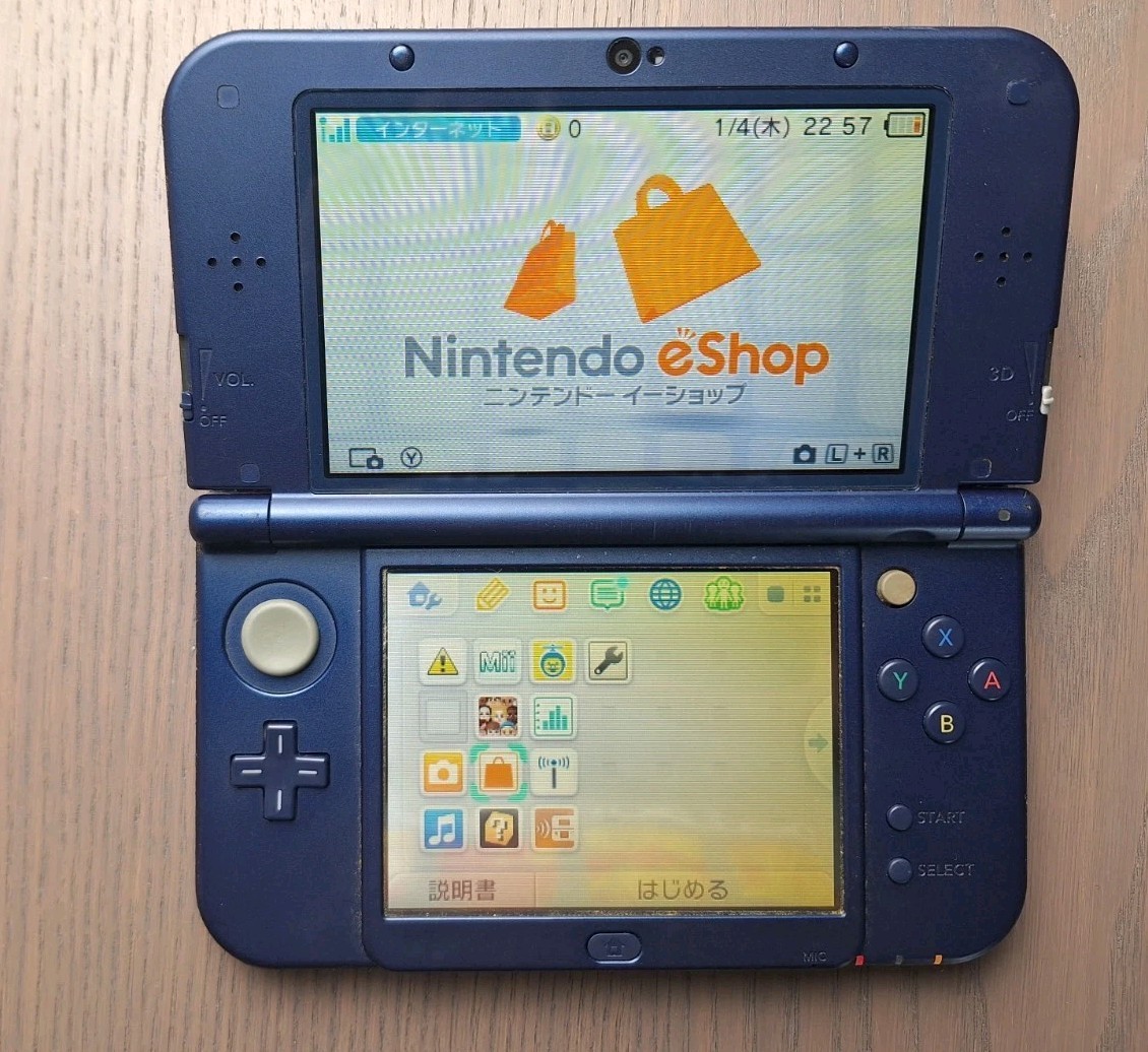 New Nintendo 3DS XL LL Metallic Blue Region Free 32GB SD CARD STYLUS