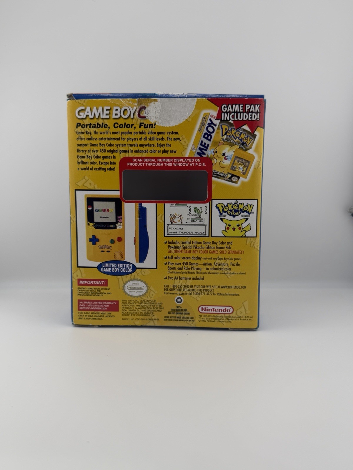 Nintendo Game Boy Color Pokemon Yellow Pikachu Special Edition Authentic Tested