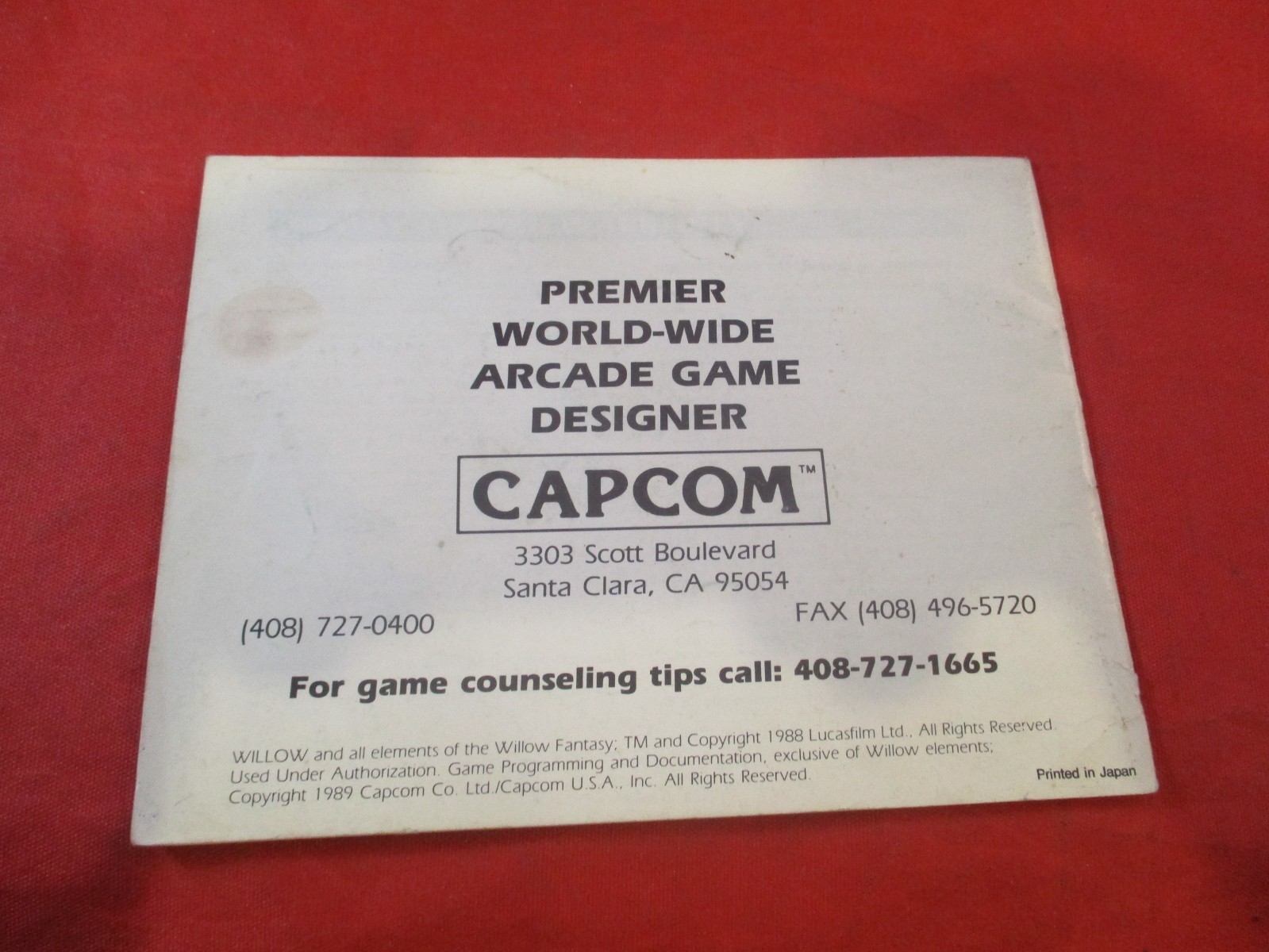 Willow Nintendo NES Instruction Manual Booklet ONLY