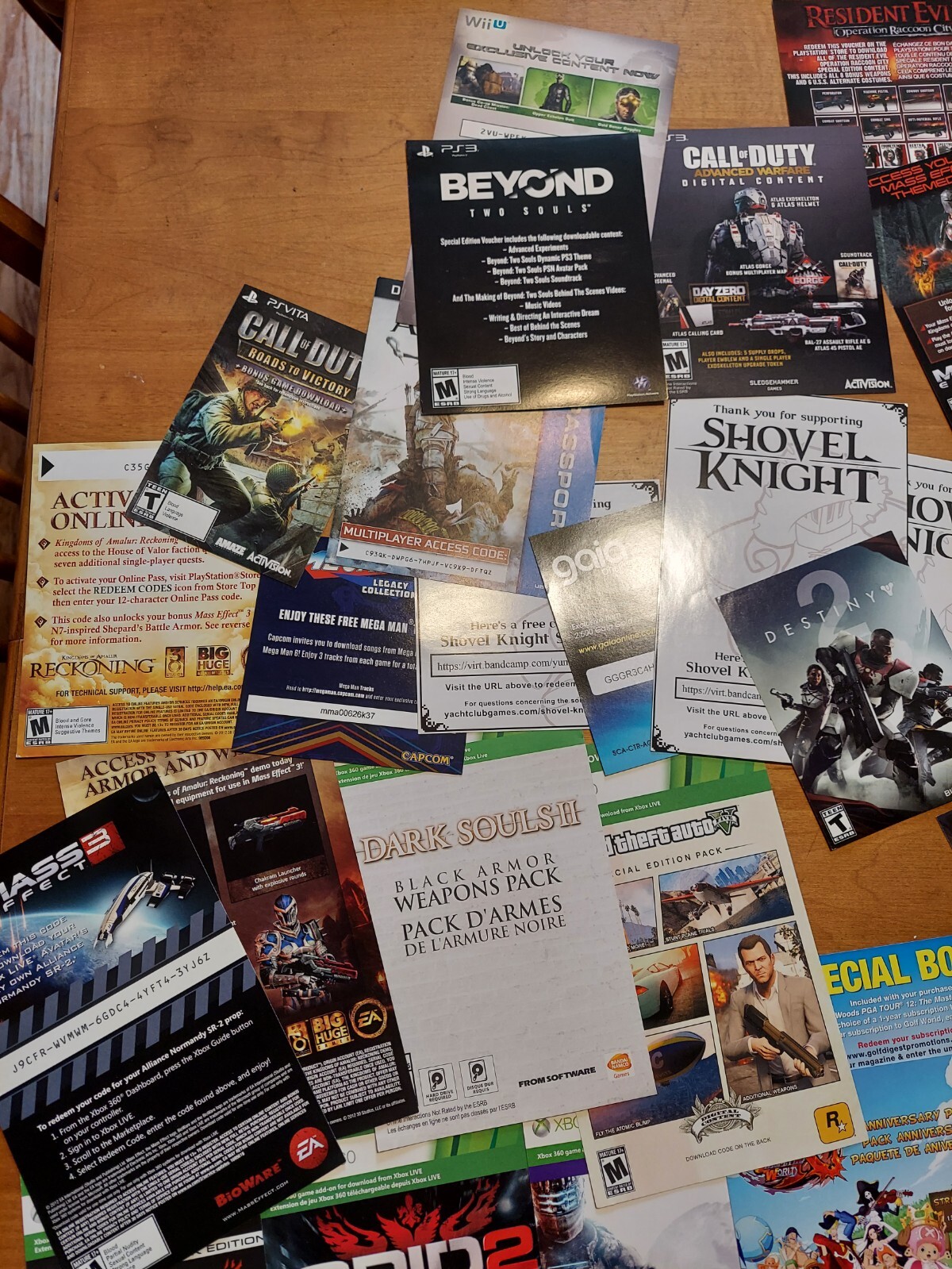 LOT of 60 + Expired Codes Cards Xbox 360 PS3 Wii U PS Vita READ