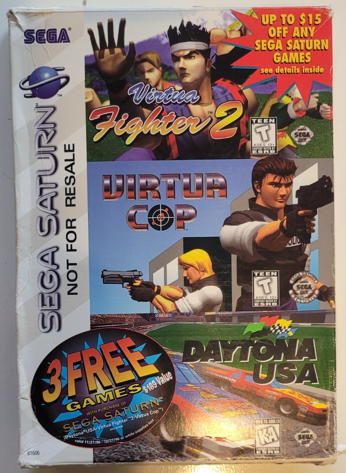 Sega Saturn 3 GamePack Not For Resale Virtua Fighter 2 Daytona Virtua Cop Tested