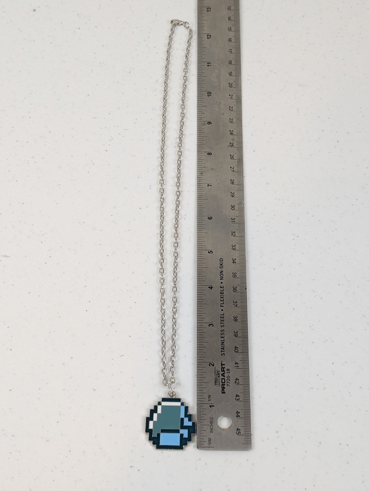 Minecraft Style Diamond Necklace Pixel Pendant Gamer Nerd Jewelry Gift 22″
