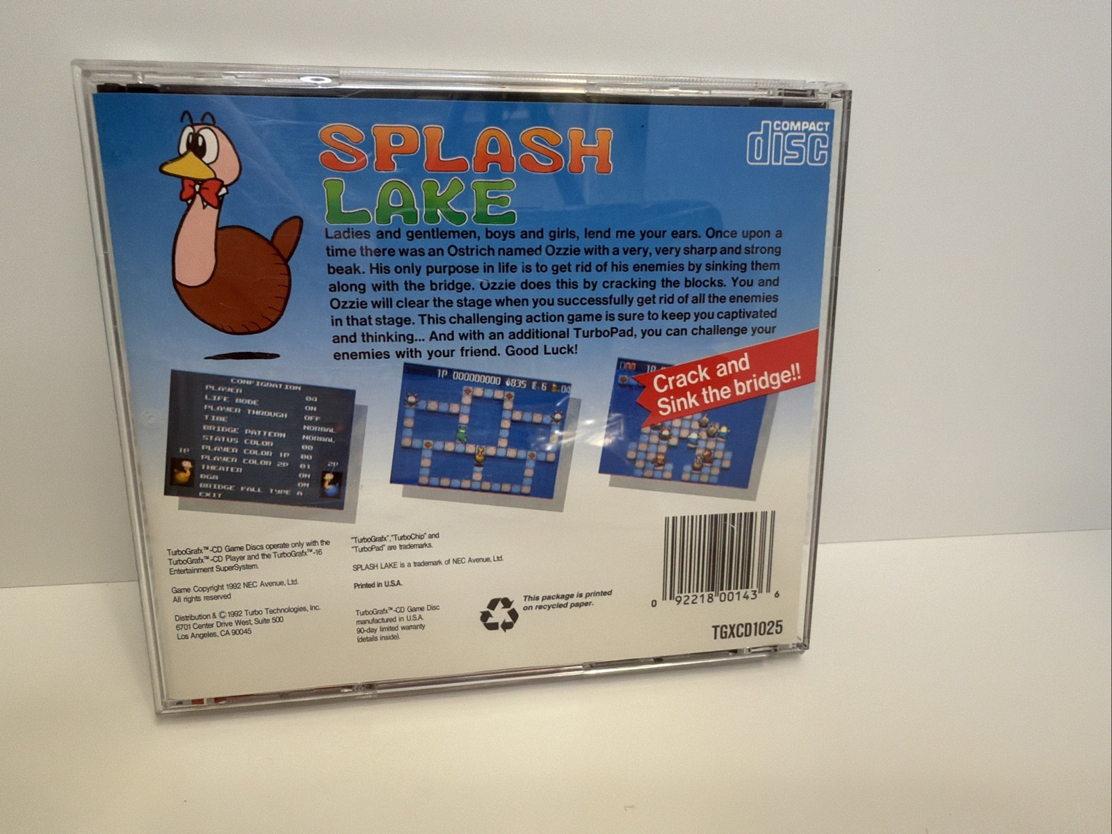 Splash Lake TurboGrafx-16 CD PC Engine Tested Complete CIB