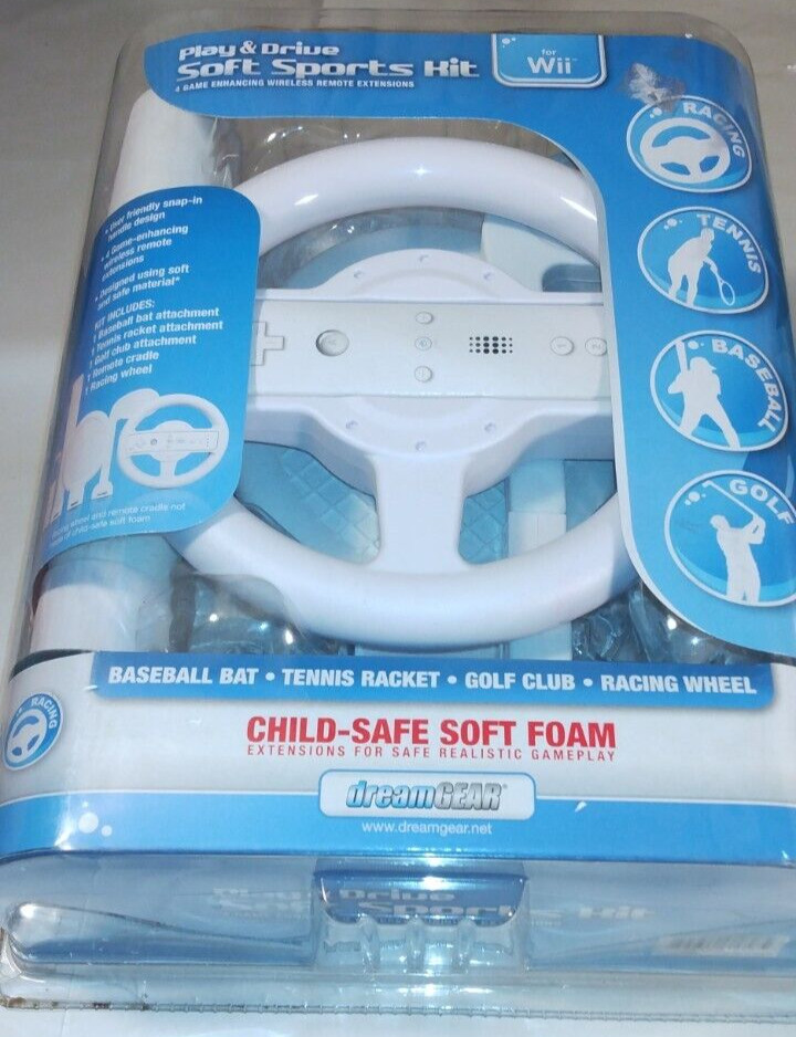 New Dream Gear Play And Drive Soft Sports Kit For Nintendo Wii child safe