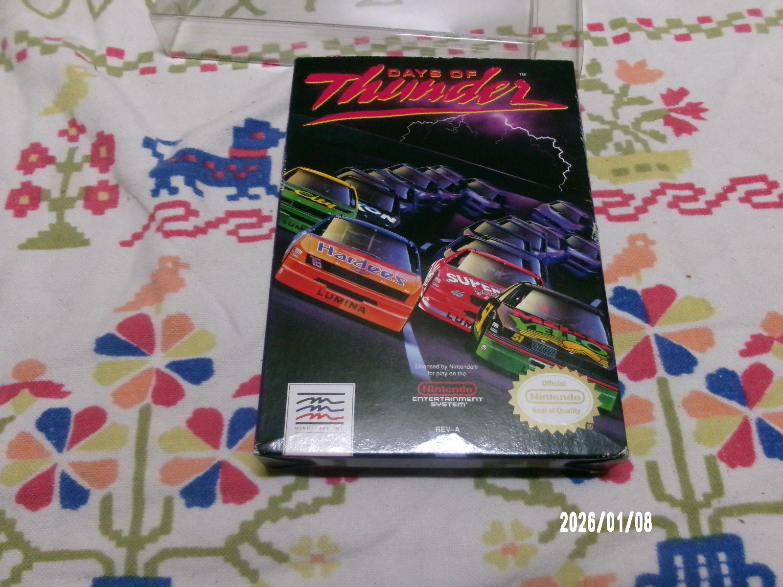 #761 Oval Seal Days of Thunder complete in box nintendo nes factory nr-MINT