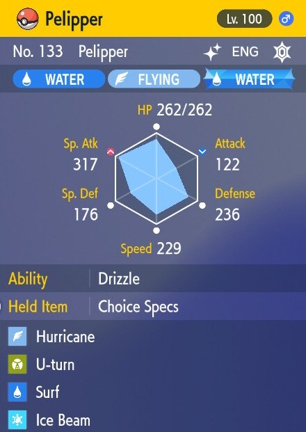 Pokemon Scarlet and Violet 6iv Shiny Max EV Pelipper