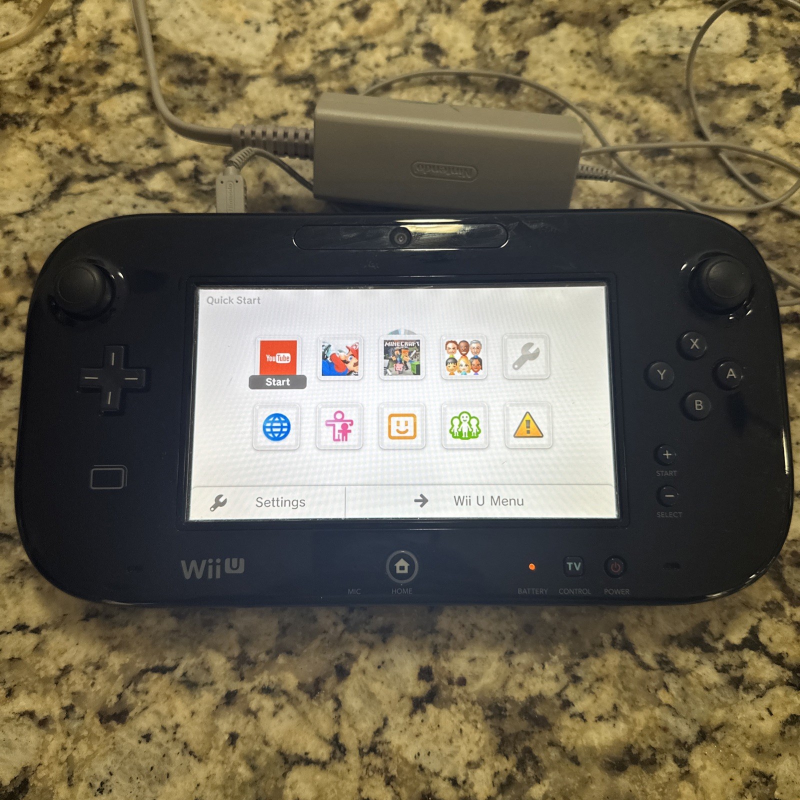 Nintendo Wii U GamePad Black WUP-010 OEM Controller Charger Tested Works