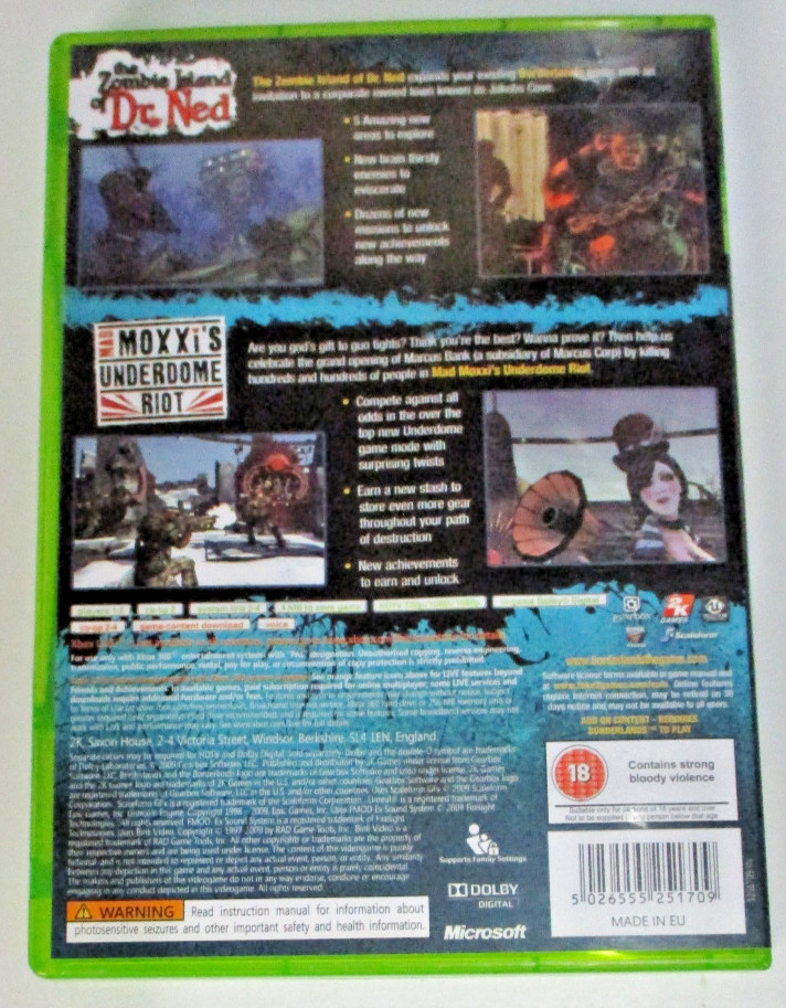 Borderlands Double Game Add-On Pack – Dr Ned + Mad Moxxi’s – Xbox 360 – Complete