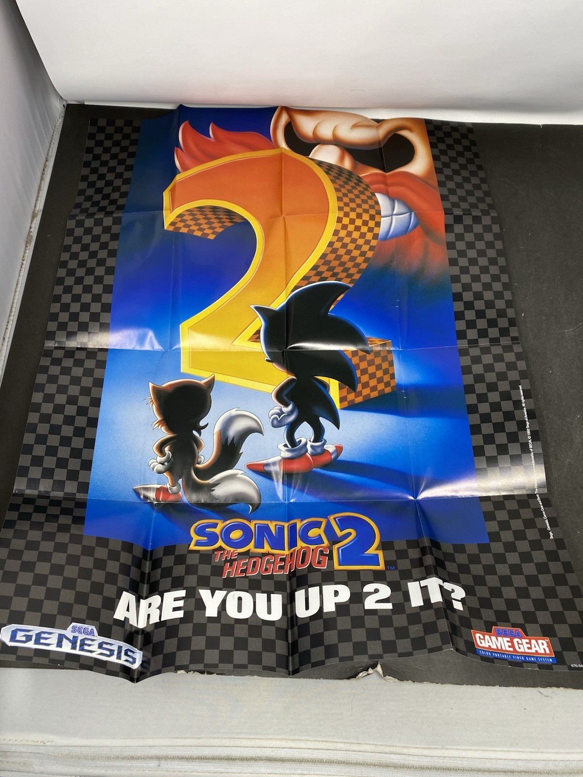 1992 Sega Genesis Sonic 2 Double-Sided Fold-Out Game Insert Poster