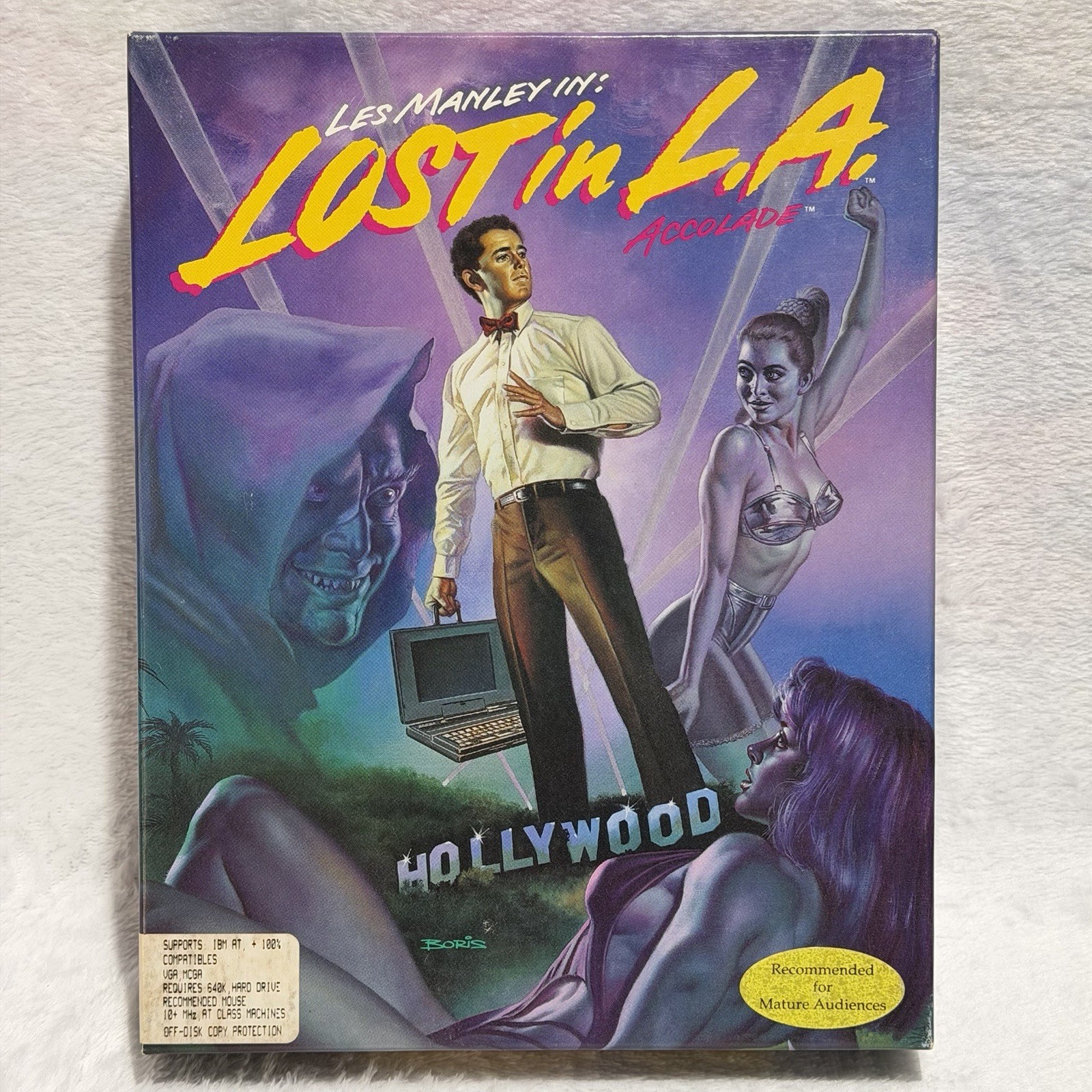 Les Manley Lost in L.A.⭐️Complete CIB⭐️Big Box IBM PC 3.5″ Vintage