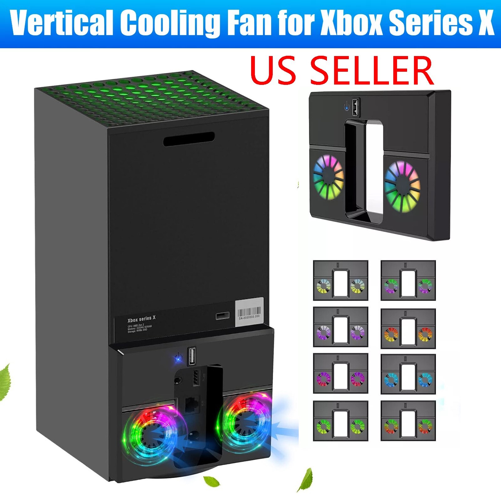 USB Cooling Fan for Xbox Series X Console Low-Noise External Vertical Cooler