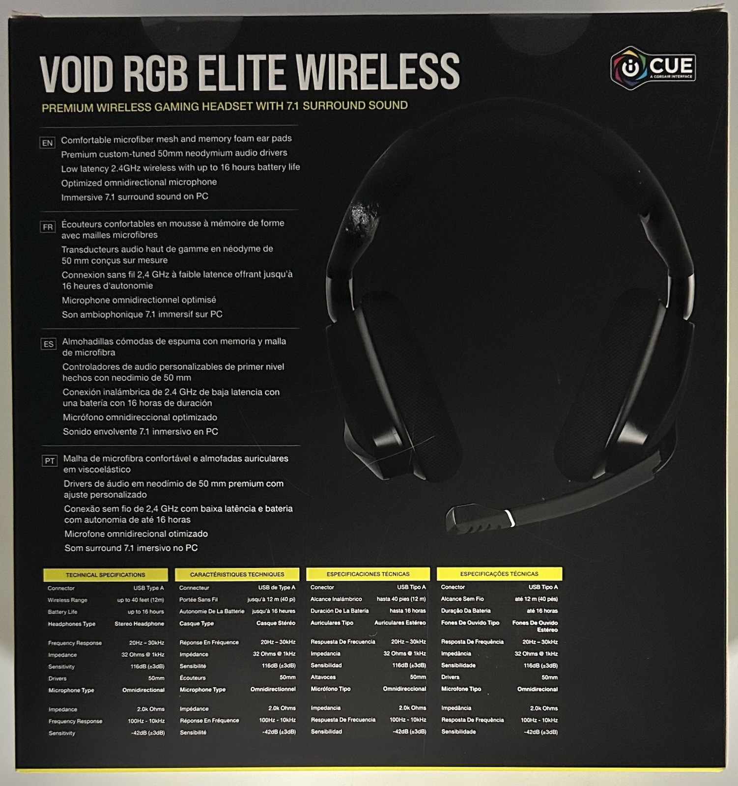 Corsair Void RGB Elite Wireless Premium Gaming Headset(CA-9011201-NA) Black -New