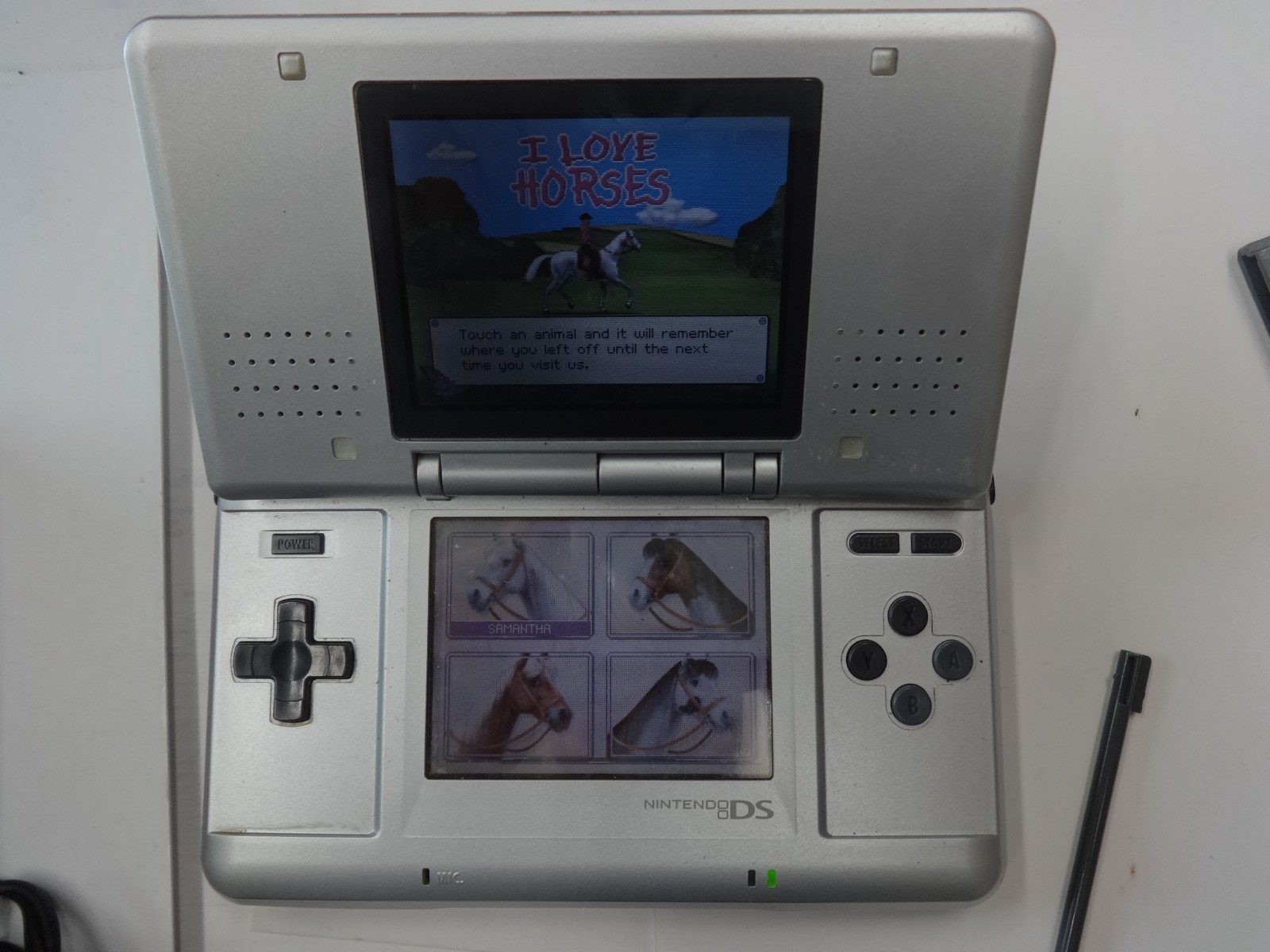 TESTED & WORKING Nintendo DS Silver Handheld System Console W/ Charger Case Game