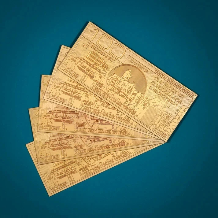 Cyberpunk 2077 Metal EuroDollar Replica | 24k Gold-Plated Limited Edition NEW