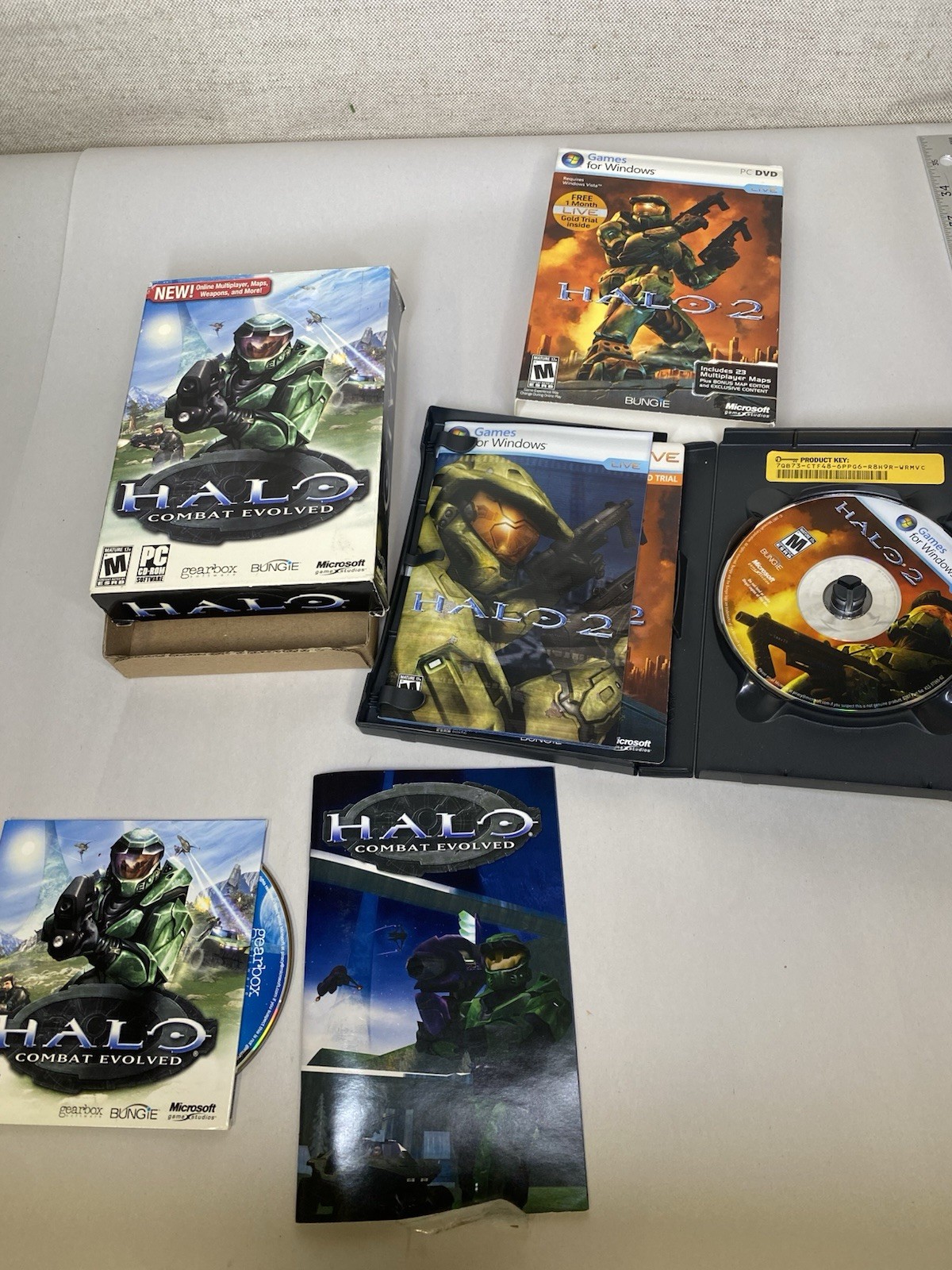 2 GAMES Halo Combat Evolved & Halo 2 PC Game Complete Box, Sleeve, Disc, Manual