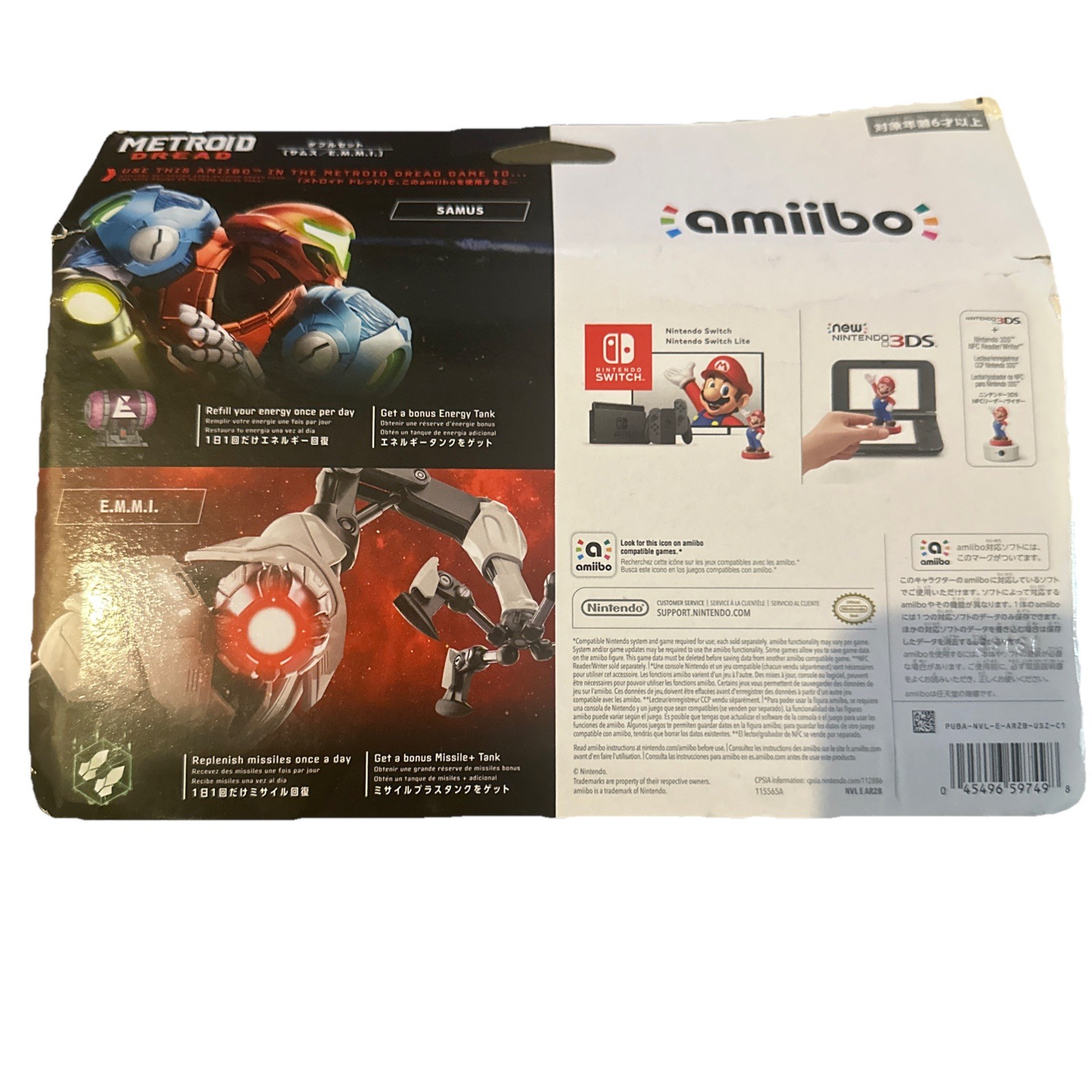 Metroid Dread amiibo Action Figures Figurines Samus/E.M.M.I. In-Game Bonuses