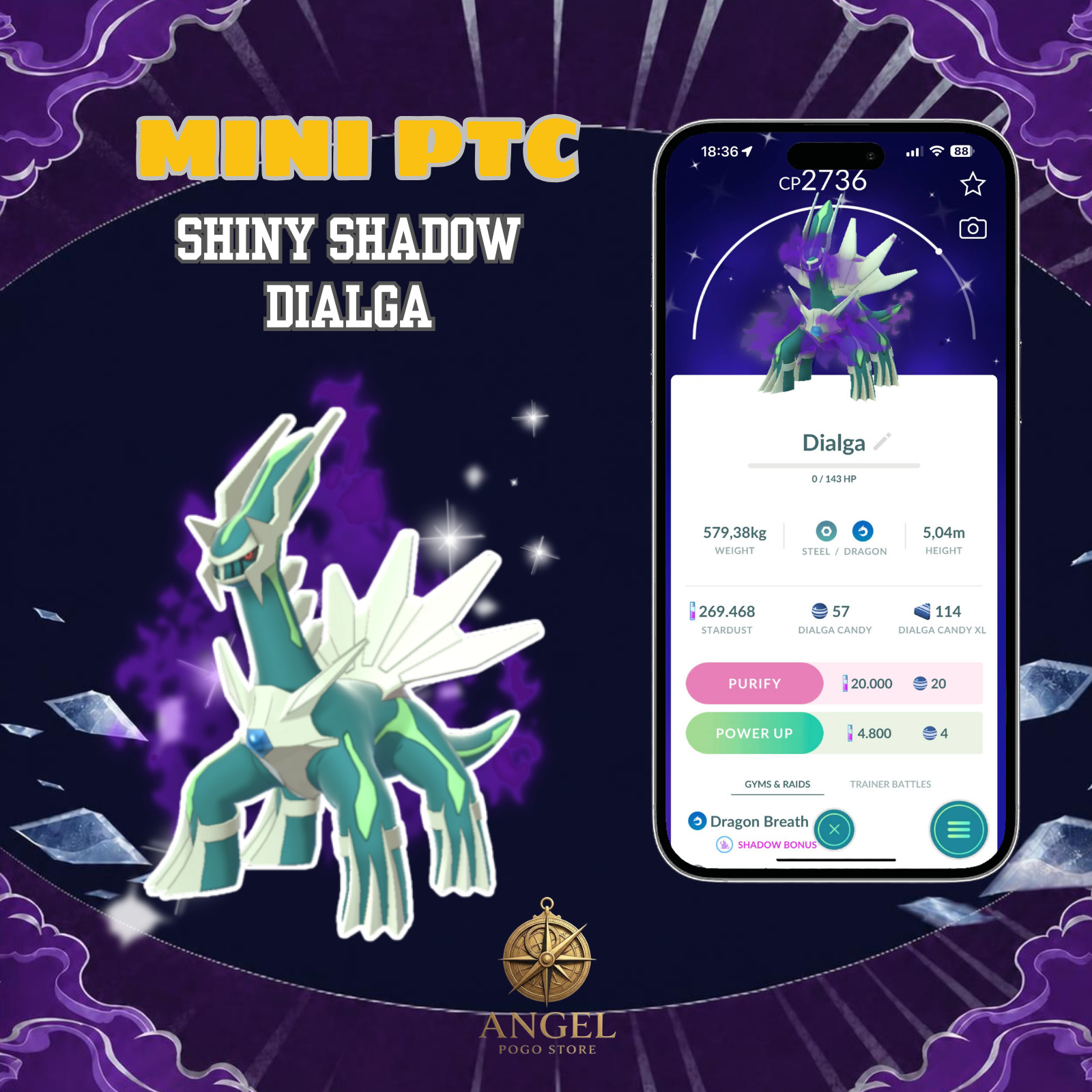 Pokémon PTC GO – Shiny Shadow Dialga ✨- Read Description 💥