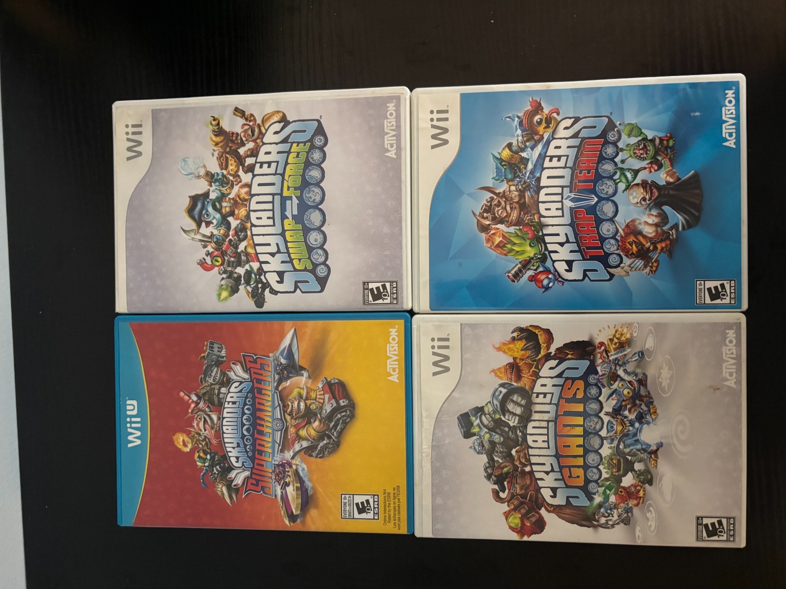 Skylanders collection with Flynn’s ship (not complete), 2 Portals, and 4 games