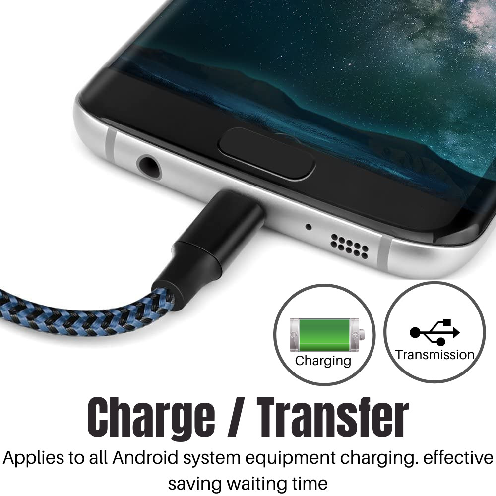 3 Pack Braided Micro USB Charger Cable Charging Cord For Android Samsung Google