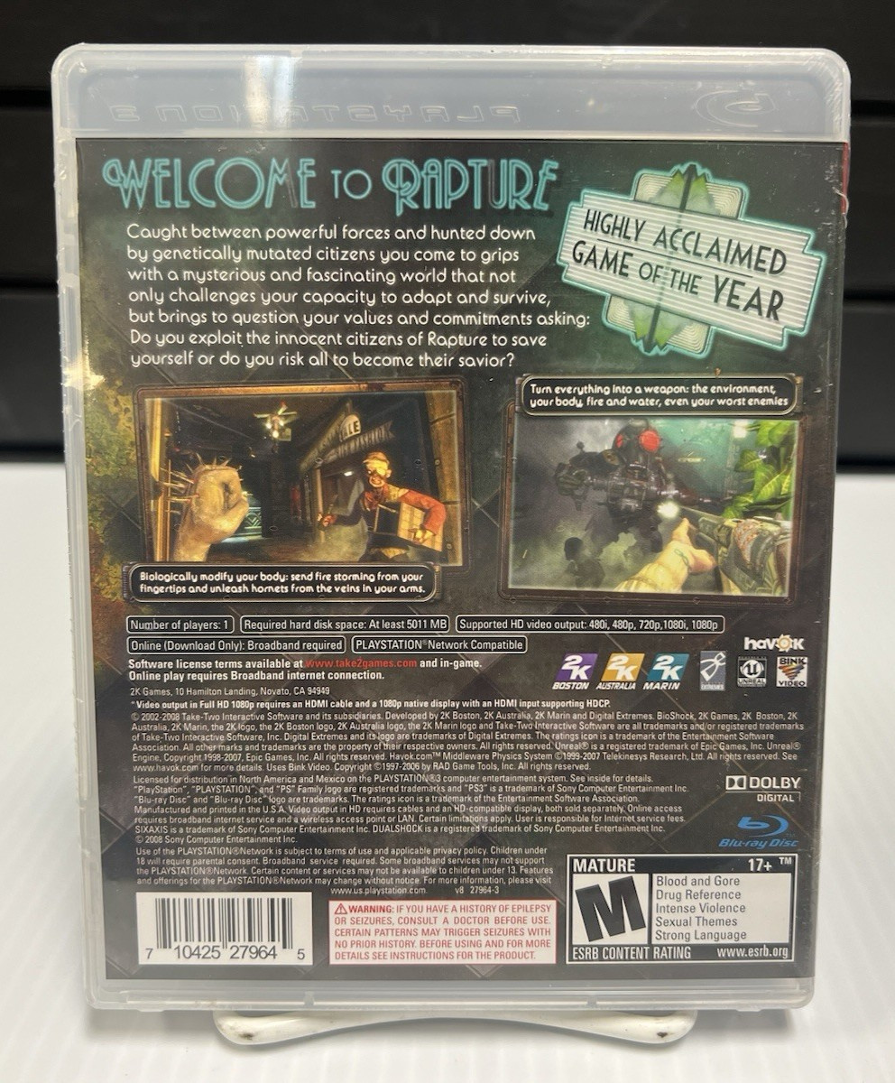 BioShock Playstation 3 New Factory Sealed With Slipcover Brand new 2K games