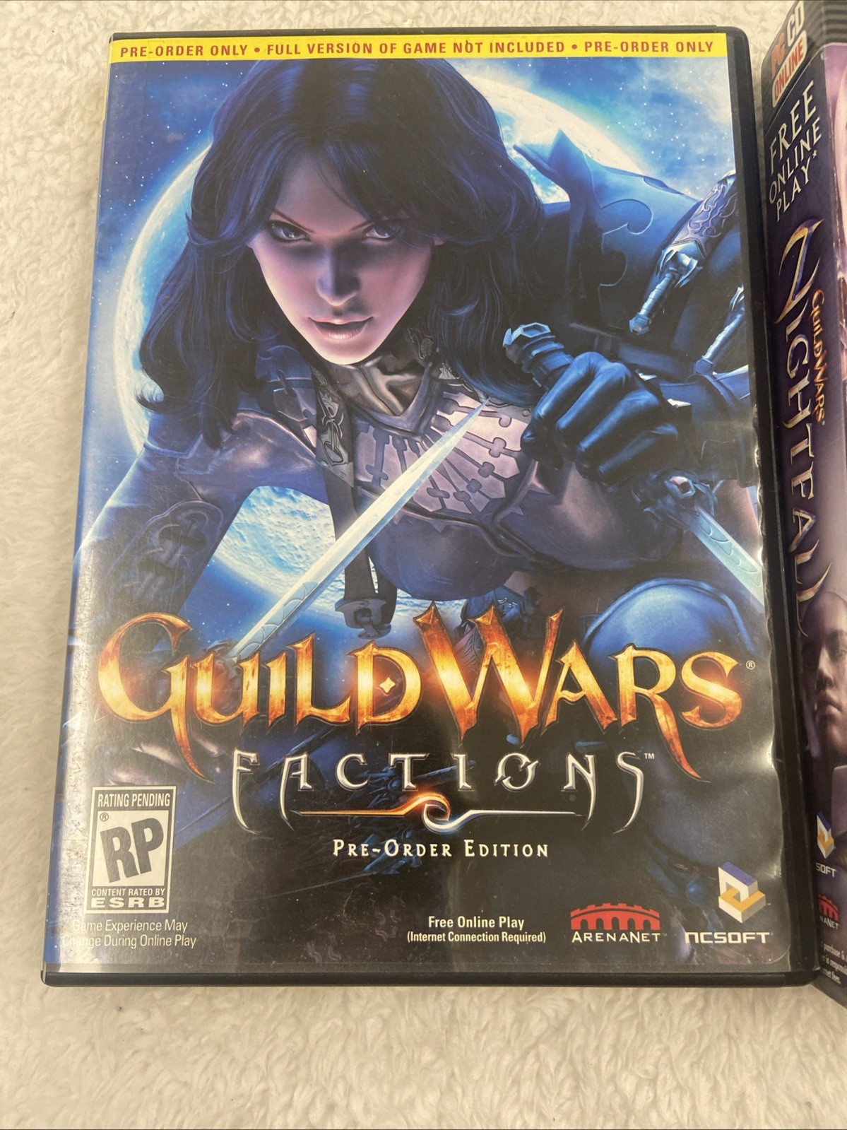 Guild Wars Factions Pre Order Edition & Nightfall PC CD ROM Poster Rare