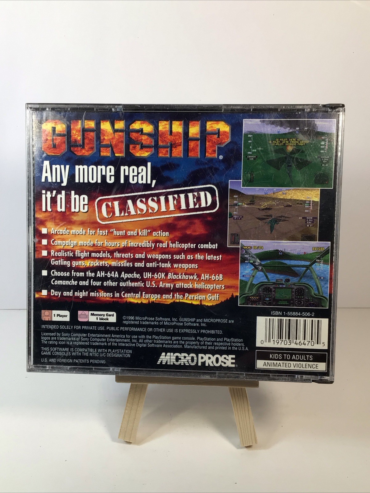 1996 Gunship PS1 Video Game Sony PlayStation 1 Complete w/ Manual CIB