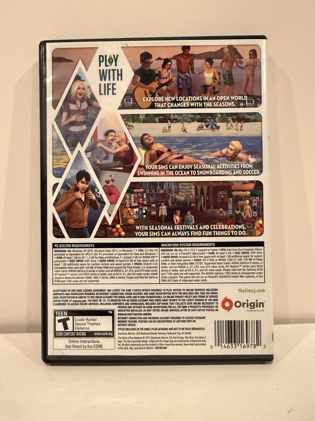 Sims 3 Plus Seasons (Windows/Mac, 2012) – Case + Insert