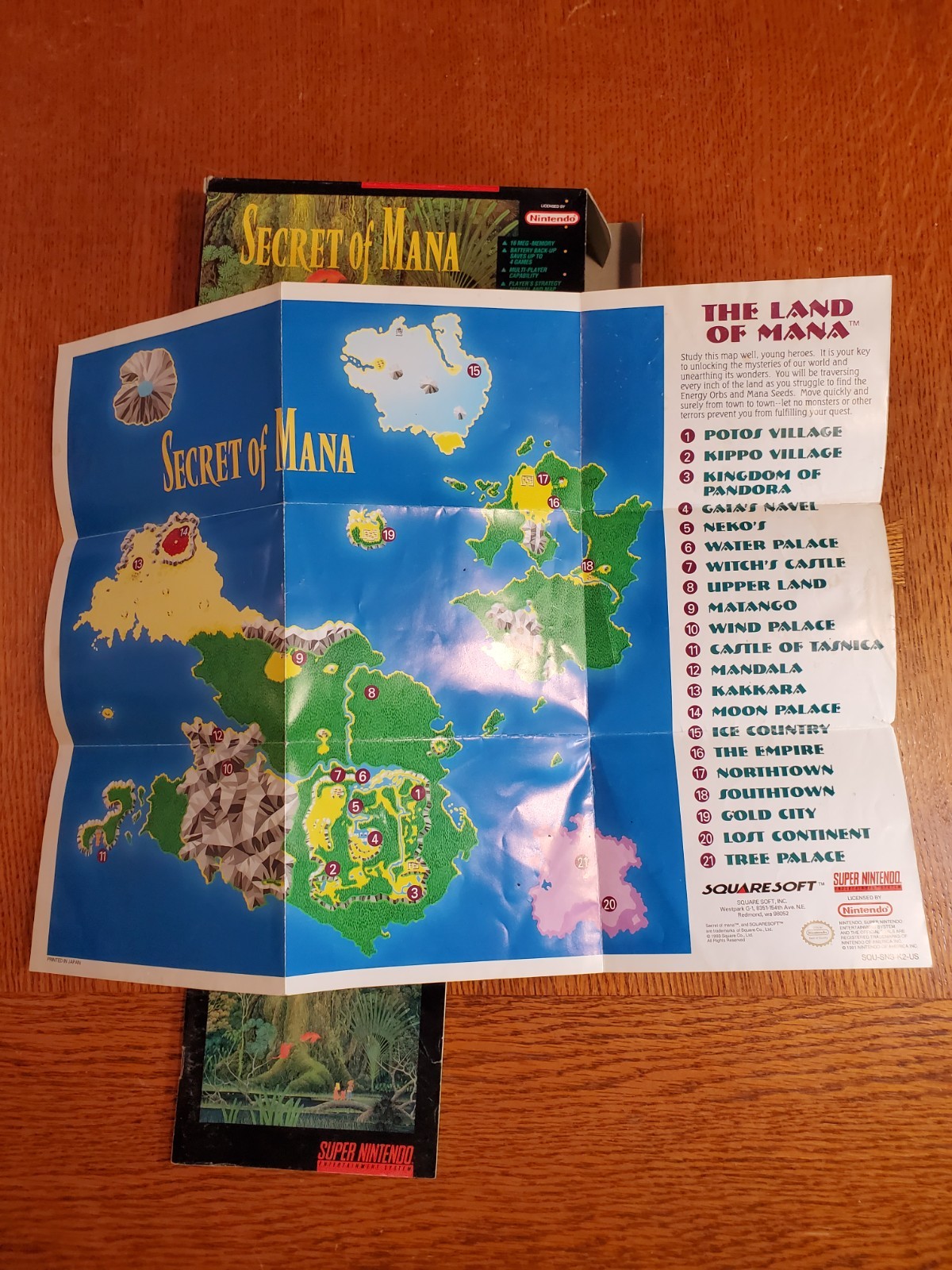 Secret Of Mana SNES Original Box Only Manual And Map